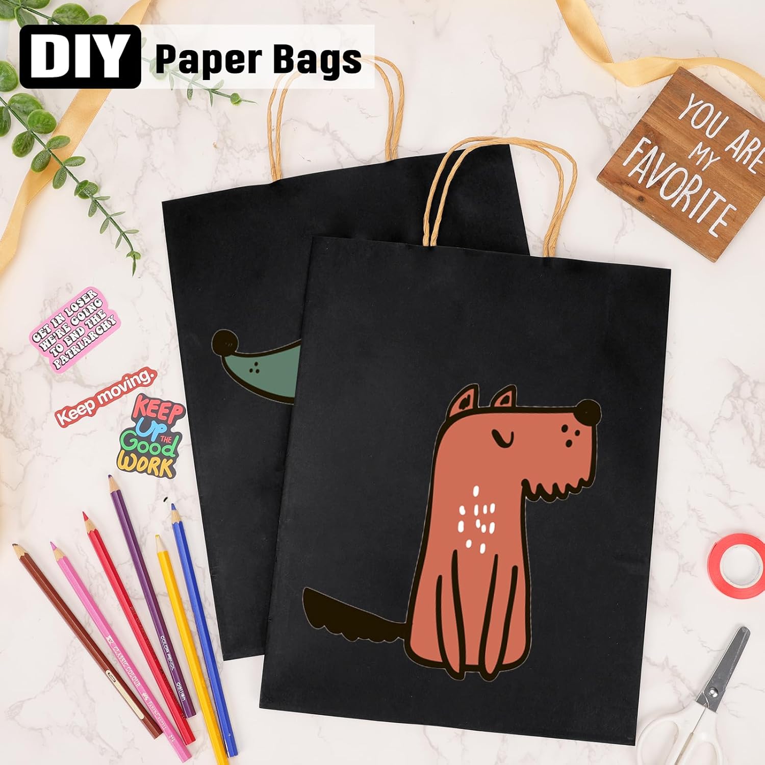 Moretoes 100pcs Paper Gift Bags 10x5x13 Inches Black Kraft Paper Bags with Handles Bulk for Shopping, Retail, Small Business, Birthday Wedding Party Favor, Merchandise - Image 4