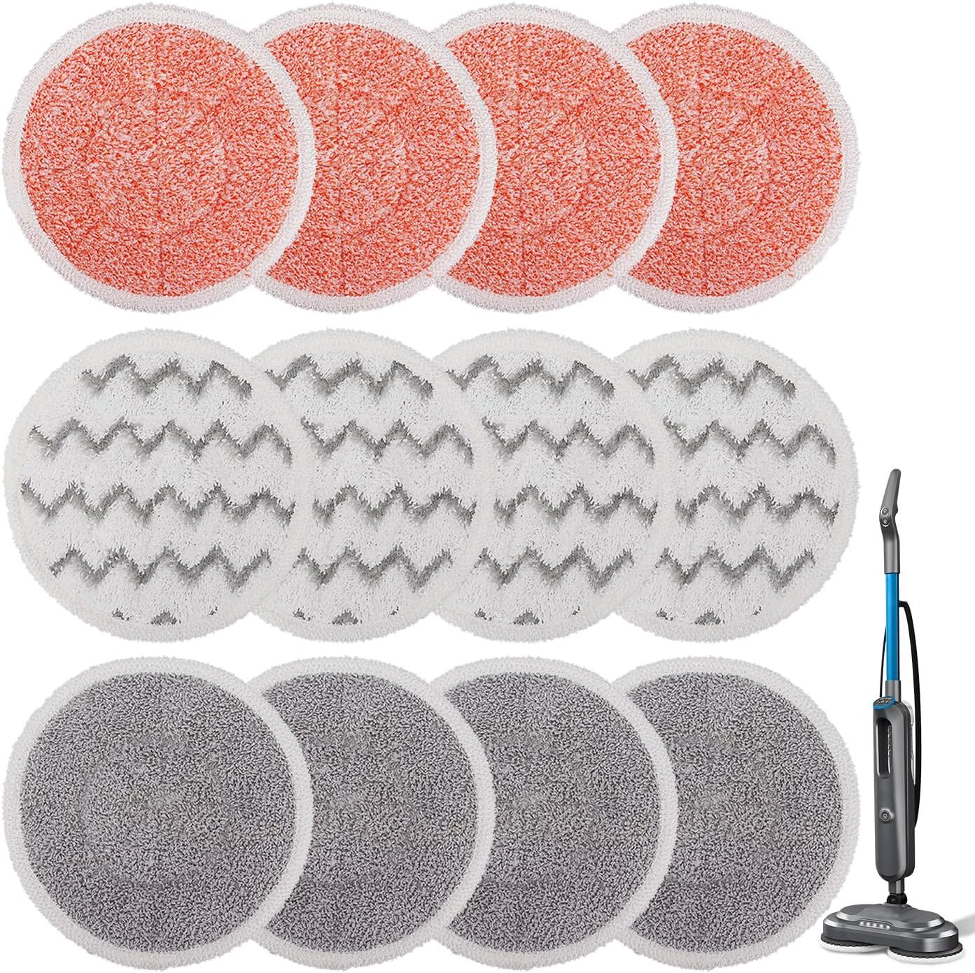 3897A Replacement Steam Mop Pads: 12 Packs Spin Mop Reills Compatible with Bissell Spinwave 3897A 3712C 3712W SmartSteam Scrubbing Steam Mop - Hard loor Steam Mop Washable Pads (Heavy & Sot) - Image 1