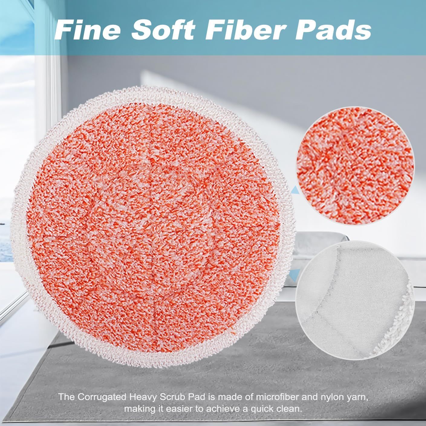 3897A Replacement Steam Mop Pads: 12 Packs Spin Mop Reills Compatible with Bissell Spinwave 3897A 3712C 3712W SmartSteam Scrubbing Steam Mop - Hard loor Steam Mop Washable Pads (Heavy & Sot) - Image 3