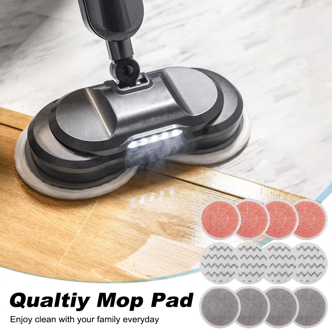 3897A Replacement Steam Mop Pads: 12 Packs Spin Mop Reills Compatible with Bissell Spinwave 3897A 3712C 3712W SmartSteam Scrubbing Steam Mop - Hard loor Steam Mop Washable Pads (Heavy & Sot) - Image 6