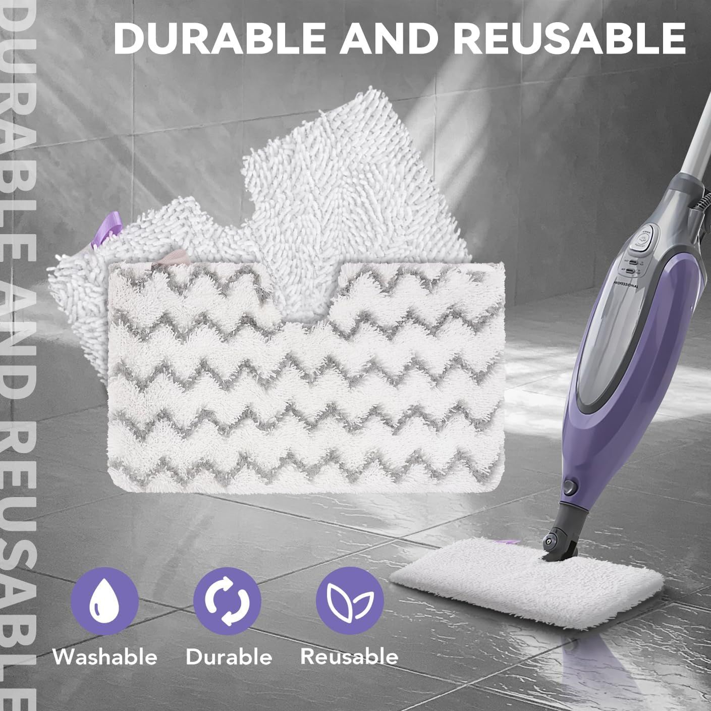 S3501 or Shark Steam Pocket Mop Pads: Washable Steam Mop Replacement Pads or Shark Steamer S3601D S3601 S3801CO S3901 S3550 SE450 (6Pack) - Image 6