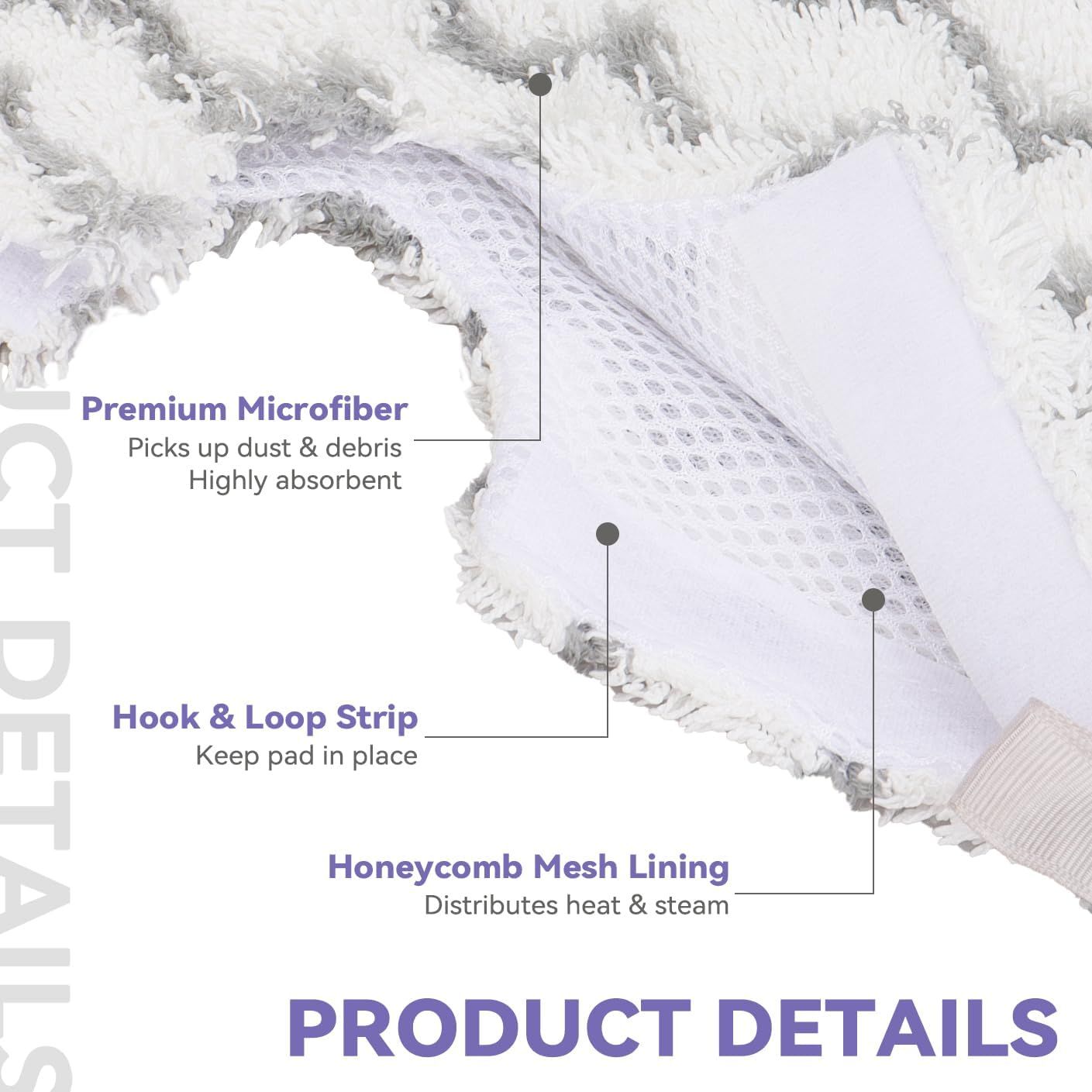 S3501 or Shark Steam Pocket Mop Pads: Washable Steam Mop Replacement Pads or Shark Steamer S3601D S3601 S3801CO S3901 S3550 SE450 (6Pack) - Image 7