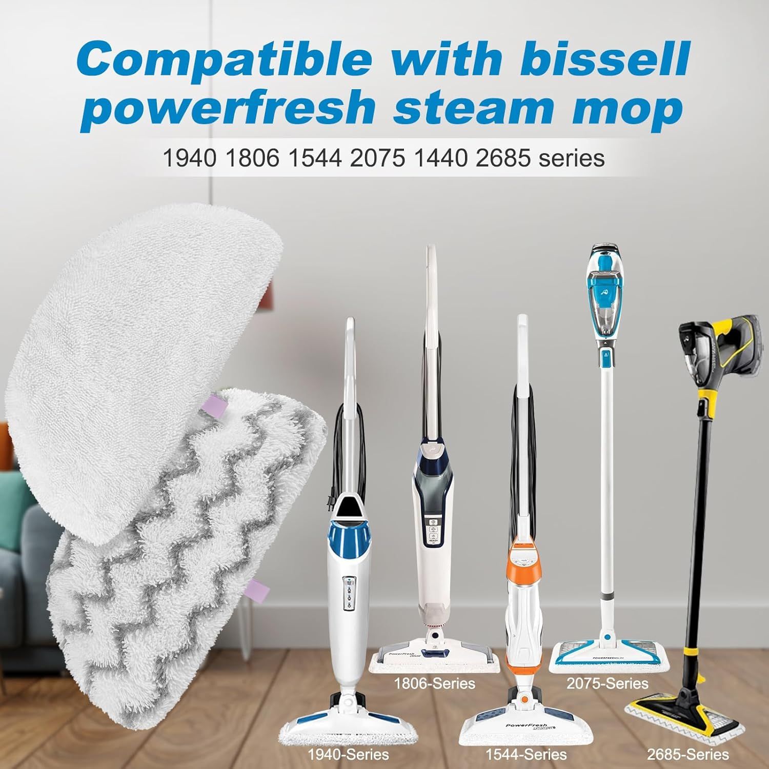 Steam Mop Pads or Bissell Powerresh Steam Cleaner 1940 1806 1544 1440 2075A 2685A 19402 19404 19408 19409 1940A 1940 1940Q 1940T 1940W - Microiber Replacement Pad Reusable Washable - 12 - Image 3