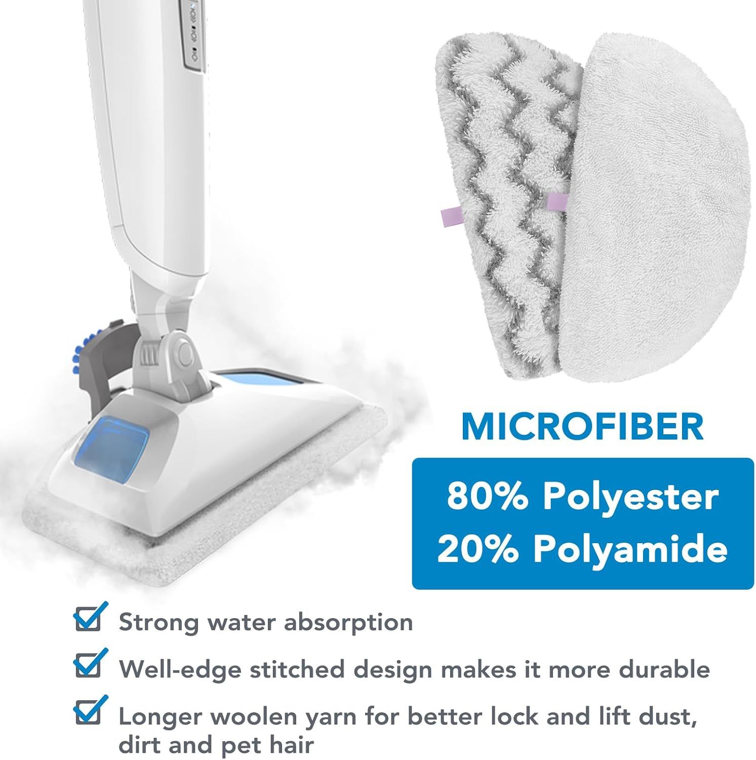 Steam Mop Pads or Bissell Powerresh Steam Cleaner 1940 1806 1544 1440 2075A 2685A 19402 19404 19408 19409 1940A 1940 1940Q 1940T 1940W - Microiber Replacement Pad Reusable Washable - 12 - Image 4