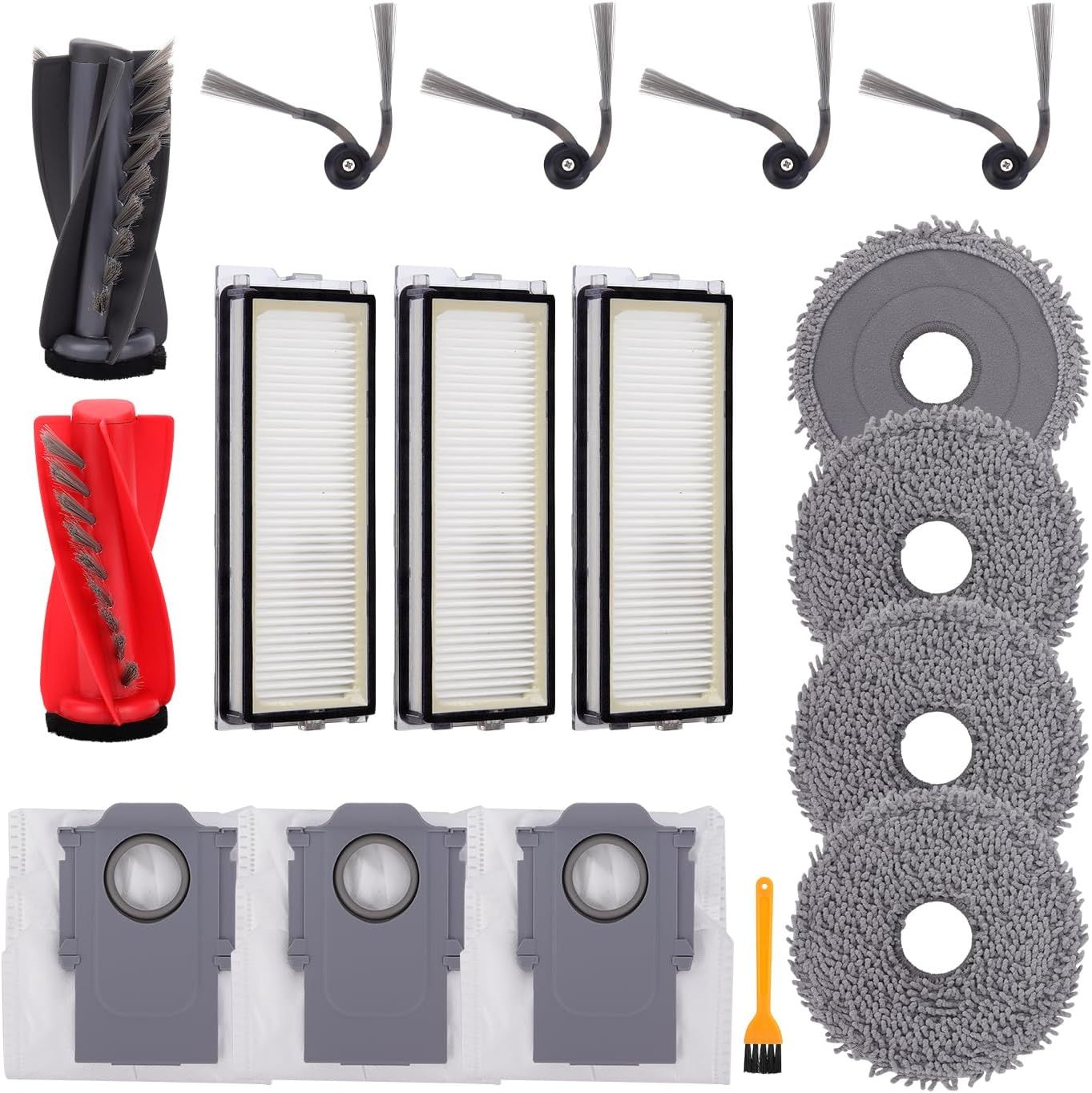 Replacement Parts Accessories Kit or  Qrevo S5V/Qrevo Curv/Qrevo Curv S5X/Qrevo Edge S5A Series Robot Vacuum Cleaner - 1 Main Brush, 3 HEPA ilters, 3 Dust Bags, 4 Mop Pads, 4 Side Brushes - Image 1