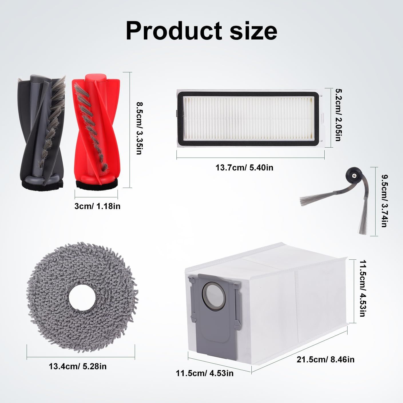 Replacement Parts Accessories Kit or  Qrevo S5V/Qrevo Curv/Qrevo Curv S5X/Qrevo Edge S5A Series Robot Vacuum Cleaner - 1 Main Brush, 3 HEPA ilters, 3 Dust Bags, 4 Mop Pads, 4 Side Brushes - Image 2