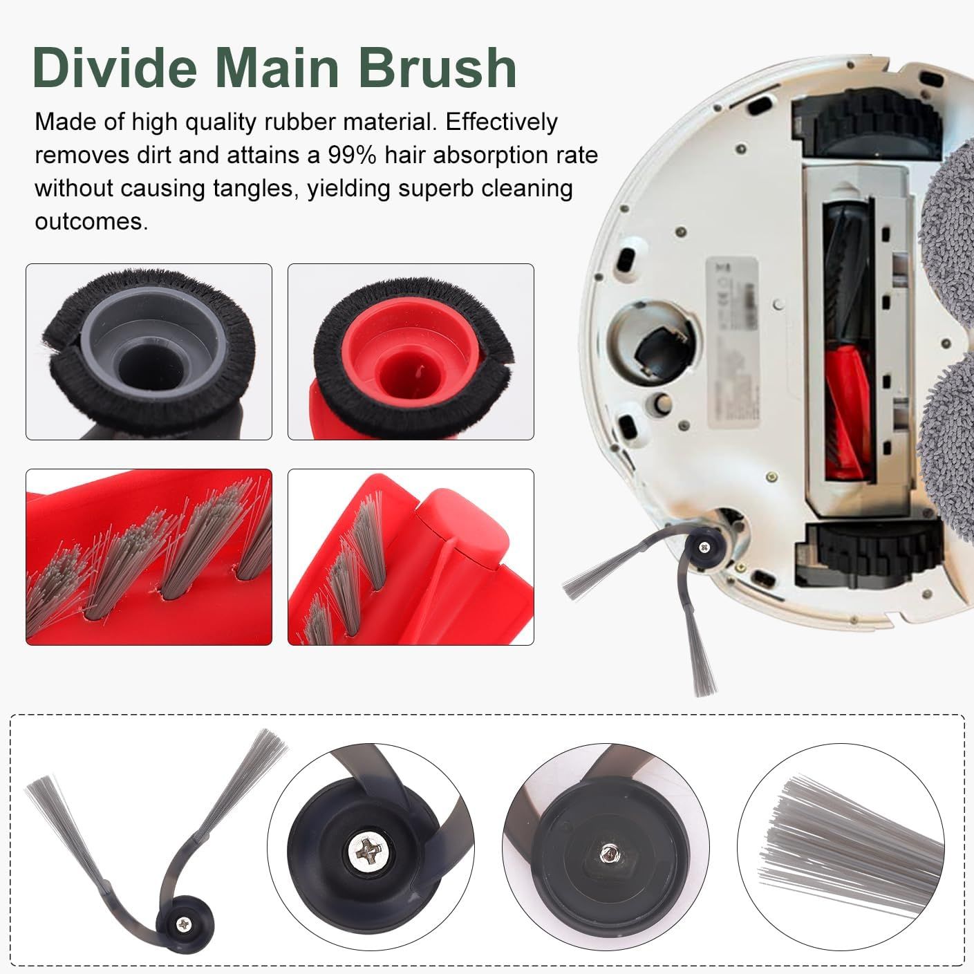 Replacement Parts Accessories Kit or  Qrevo S5V/Qrevo Curv/Qrevo Curv S5X/Qrevo Edge S5A Series Robot Vacuum Cleaner - 1 Main Brush, 3 HEPA ilters, 3 Dust Bags, 4 Mop Pads, 4 Side Brushes - Image 4
