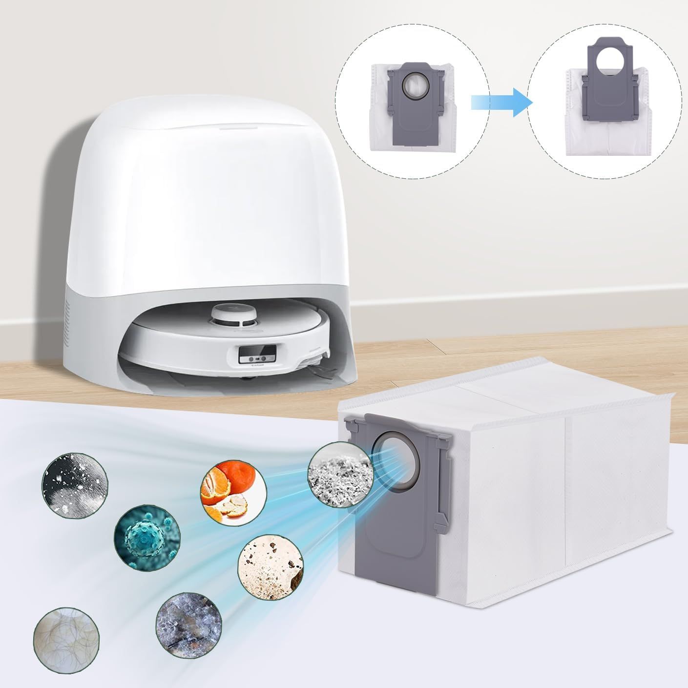 Replacement Parts Accessories Kit or  Qrevo S5V/Qrevo Curv/Qrevo Curv S5X/Qrevo Edge S5A Series Robot Vacuum Cleaner - 1 Main Brush, 3 HEPA ilters, 3 Dust Bags, 4 Mop Pads, 4 Side Brushes - Image 8