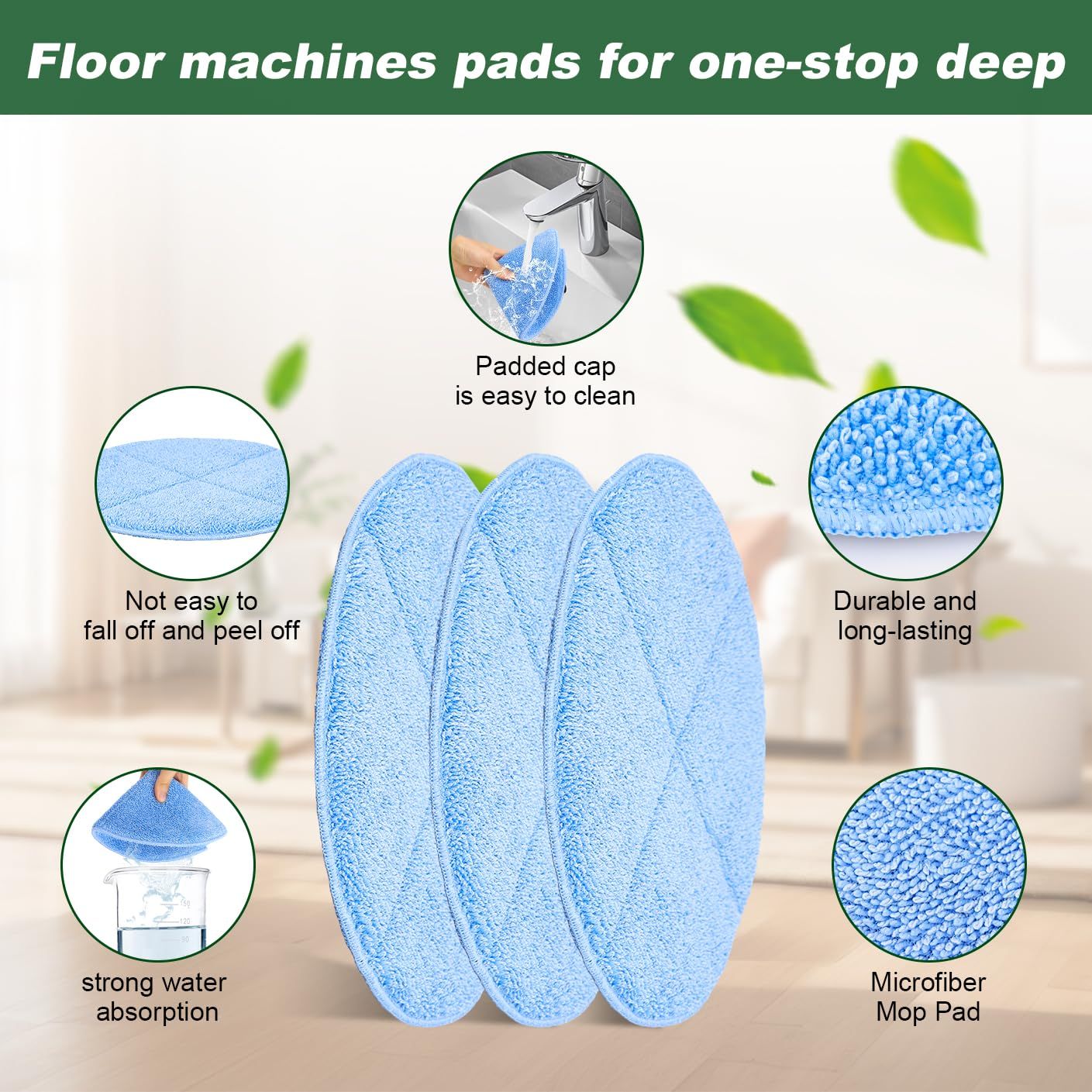 Commercial 17 Inch Microiber Carpet Bonnet loor Machines Pads Compatible with loor Machine: 3 Packs Microiber Carpet Bonnet loor Buer Pads - Image 3