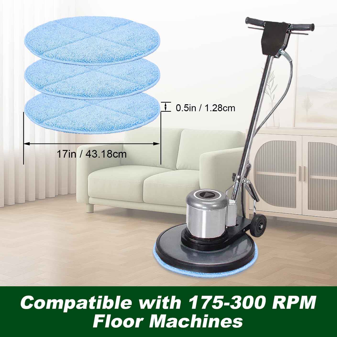 Commercial 17 Inch Microiber Carpet Bonnet loor Machines Pads Compatible with loor Machine: 3 Packs Microiber Carpet Bonnet loor Buer Pads - Image 5