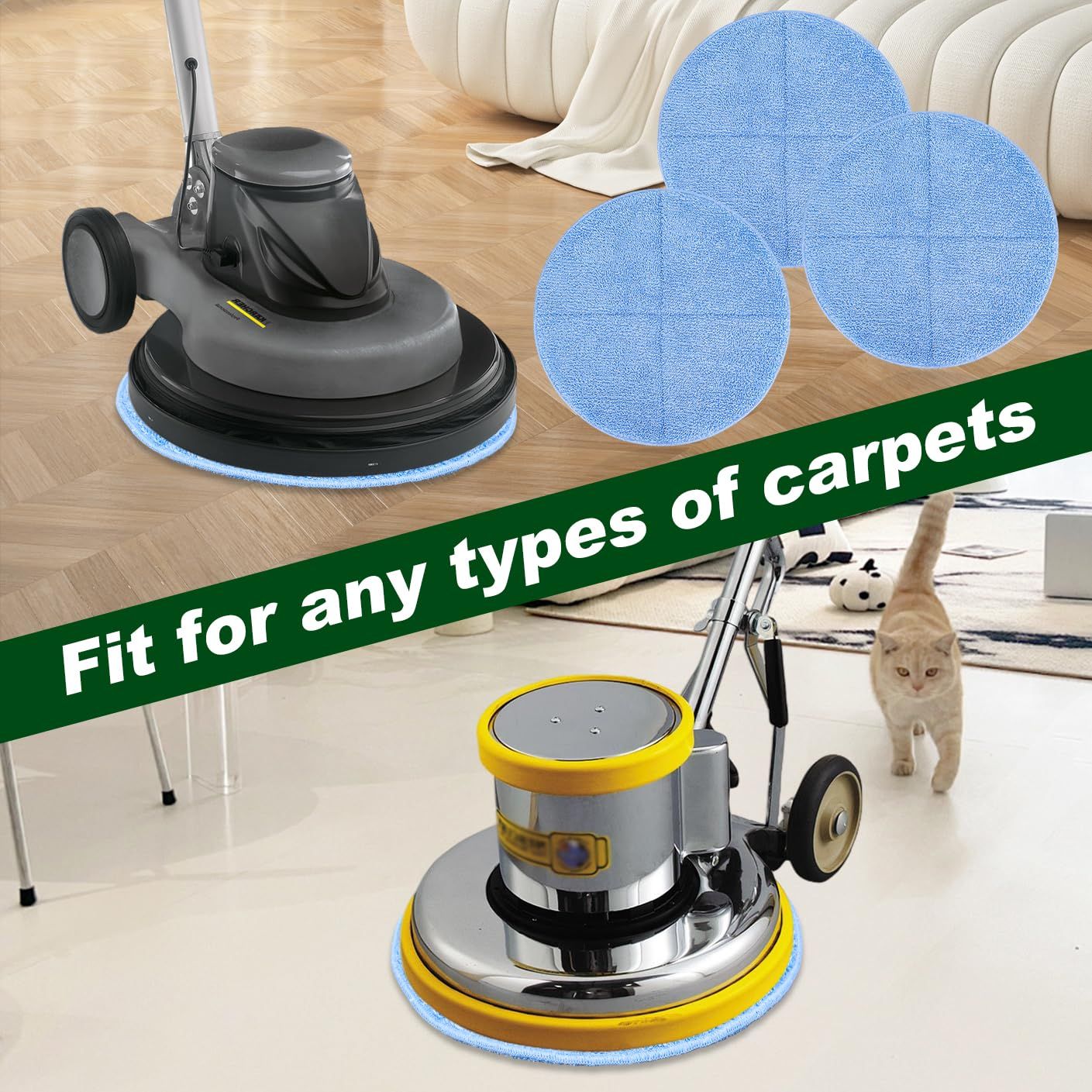 Commercial 17 Inch Microiber Carpet Bonnet loor Machines Pads Compatible with loor Machine: 3 Packs Microiber Carpet Bonnet loor Buer Pads - Image 7