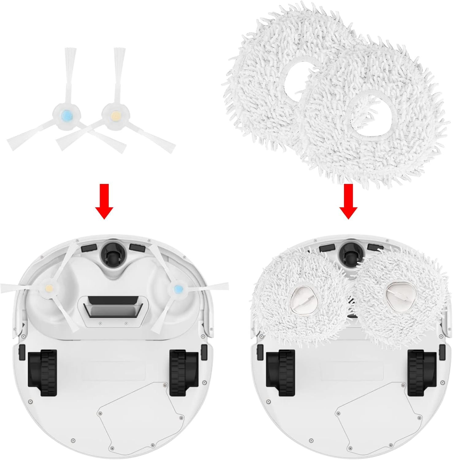 Replacement Accessories Compatible with Robot Sweeping Narwal T10,Microiber X2 ilters X4 Side Brushes X4 Mop Cloth X1 Brush - Image 4