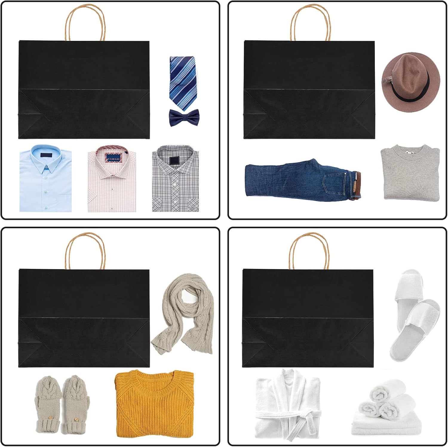 Moretoes 90pcs Black Gift Bags, 16x6x12 Inch Large Paper Bags with Handles Bulk for Boutiques, Grocery, Small Business, Mechandise, Party, Gifts & Merchandise - Image 3