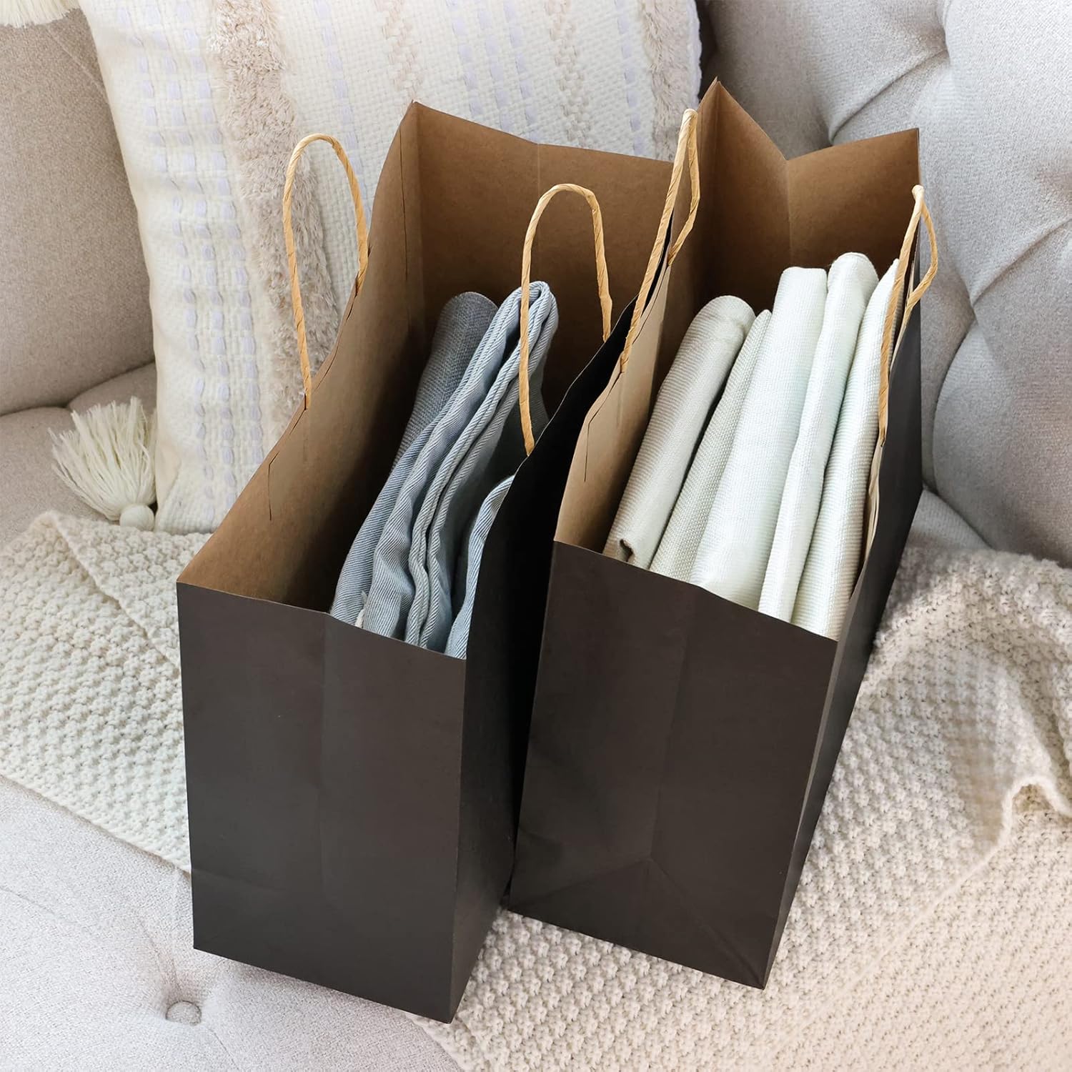 Moretoes 90pcs Black Gift Bags, 16x6x12 Inch Large Paper Bags with Handles Bulk for Boutiques, Grocery, Small Business, Mechandise, Party, Gifts & Merchandise - Image 7
