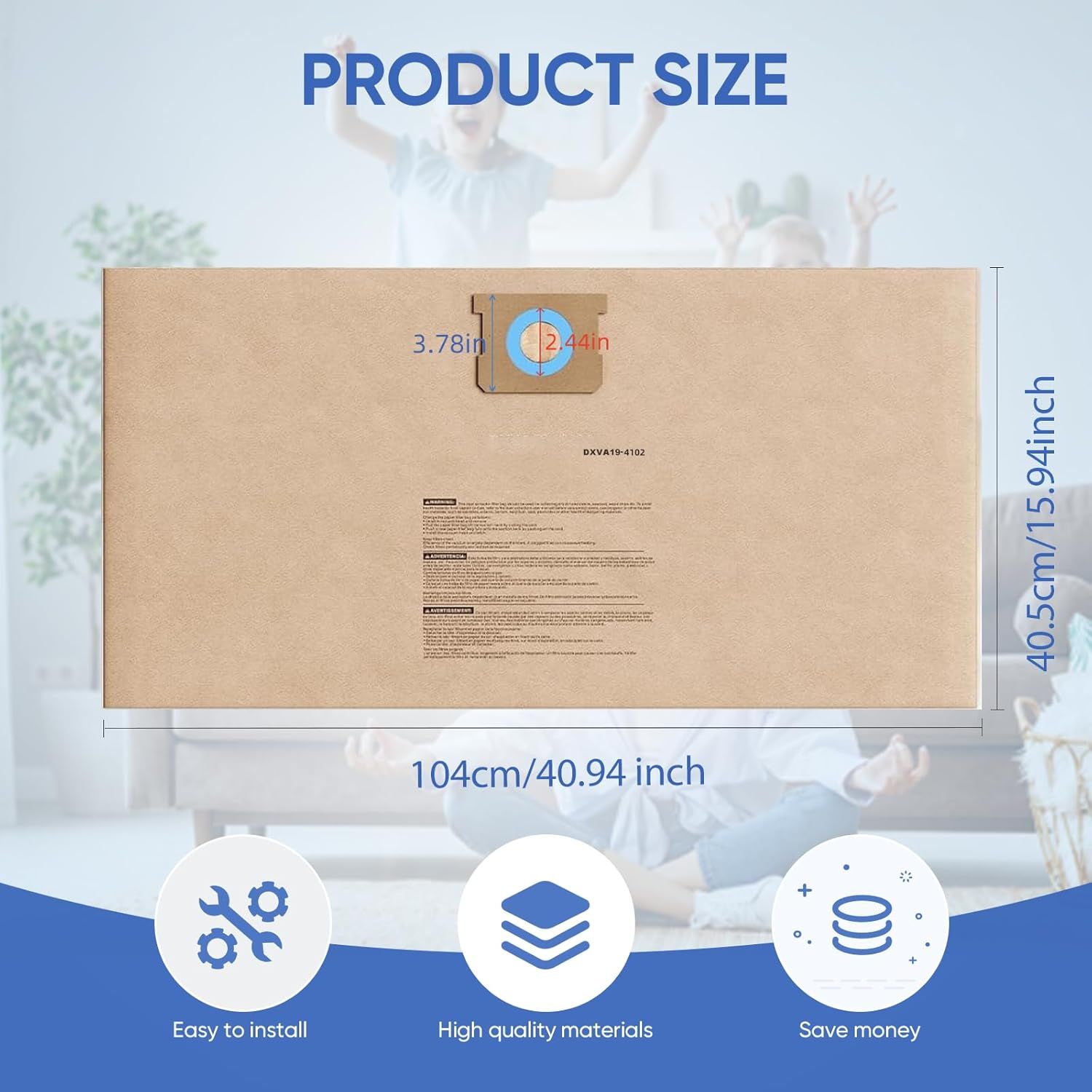 12 Pack DXVA19-4102 Dust Bags or DEWALT 12-16 Gallon Wet Dry Vacuum, Compatible with DXV12P DXV14P DXV16P DXV16PA DXV16S - Image 3