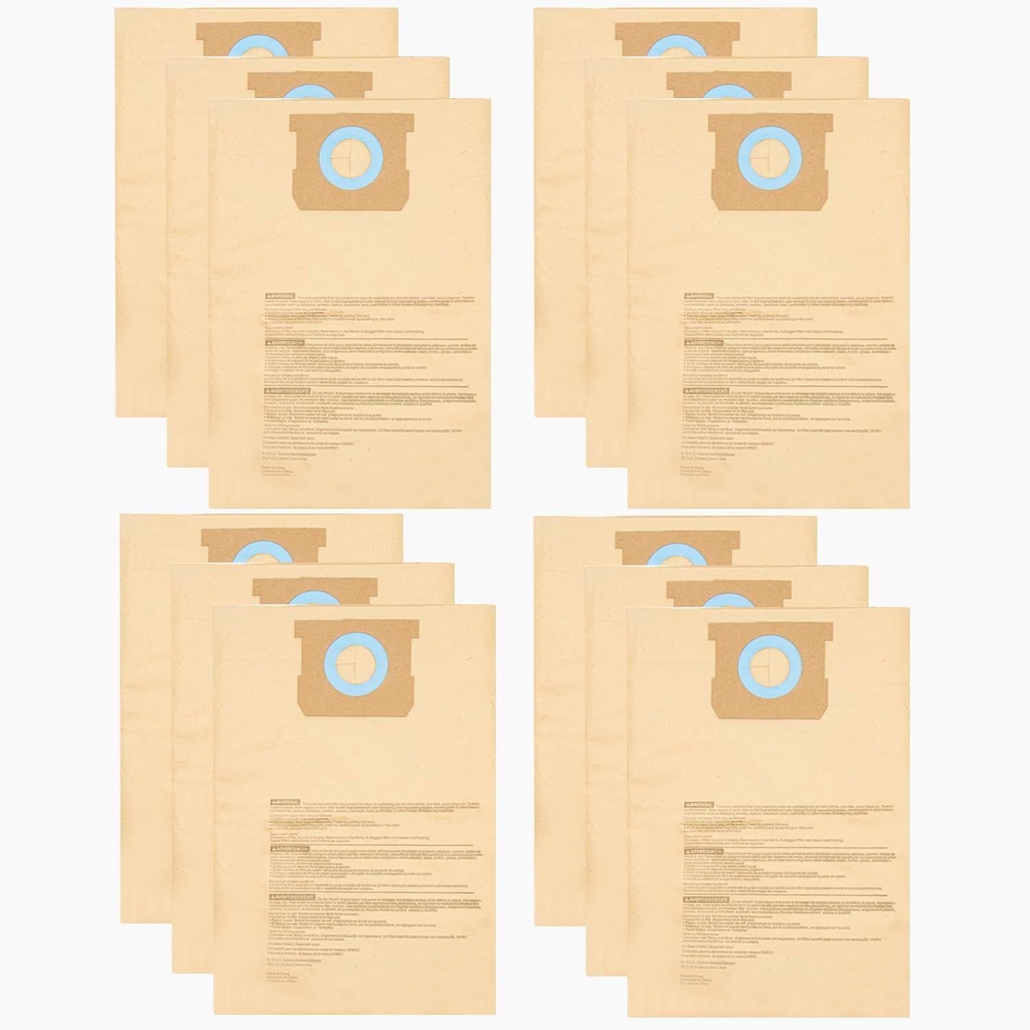 12 Pack DXVA19-4102 Dust Bags or DEWALT 12-16 Gallon Wet Dry Vacuum, Compatible with DXV12P DXV14P DXV16P DXV16PA DXV16S - Image 7