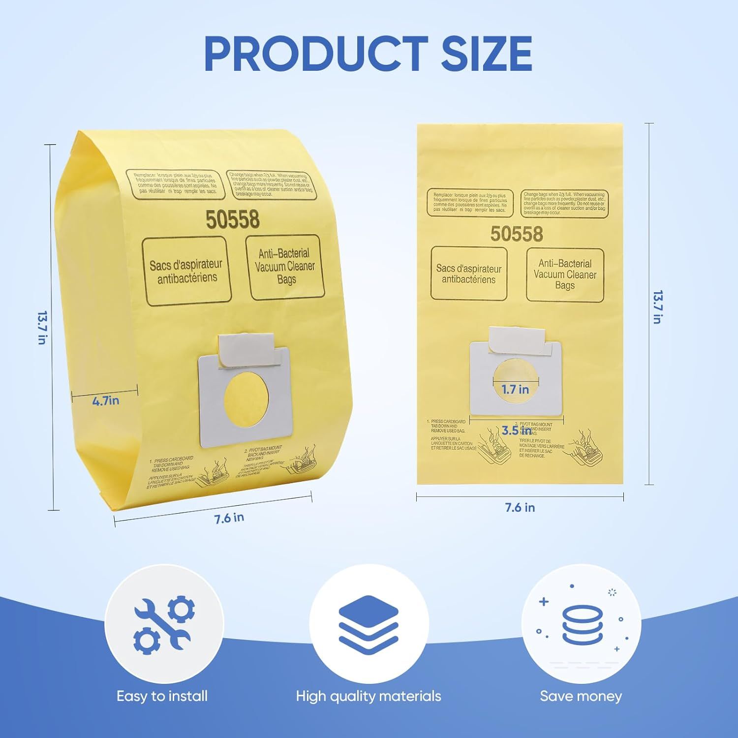 20 Pack vacuum bags Compatible with Kenmore Canister 5055, 50557,50558 and Type C,C-18, 53292, 200 Series, 400 Series, 600 Series, 700 Series, 800 Series Vacuum - Image 2