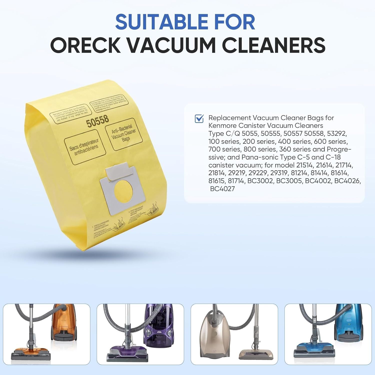 20 Pack vacuum bags Compatible with Kenmore Canister 5055, 50557,50558 and Type C,C-18, 53292, 200 Series, 400 Series, 600 Series, 700 Series, 800 Series Vacuum - Image 3