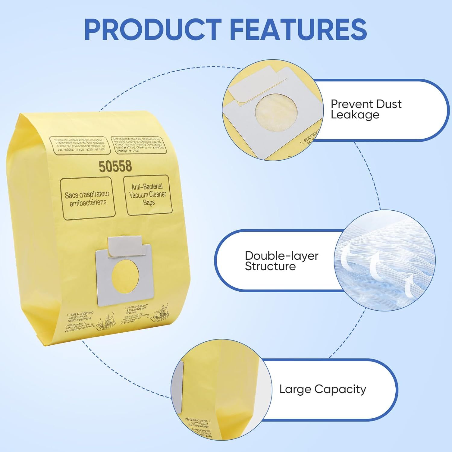20 Pack vacuum bags Compatible with Kenmore Canister 5055, 50557,50558 and Type C,C-18, 53292, 200 Series, 400 Series, 600 Series, 700 Series, 800 Series Vacuum - Image 5