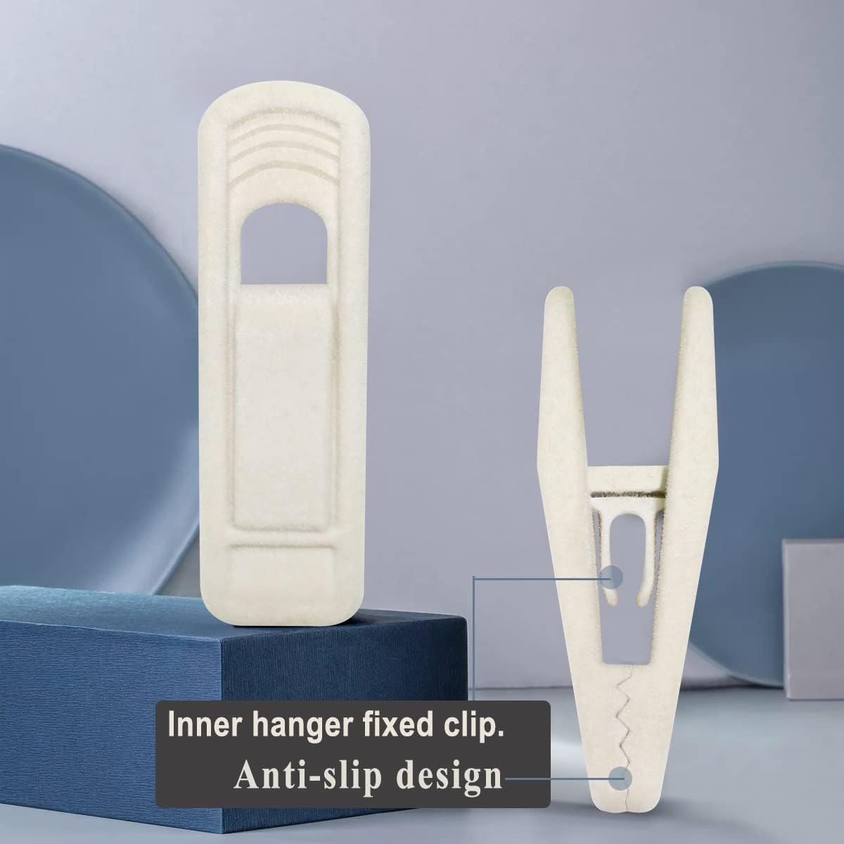 Velvet Hanger Clips for Velvet Hangers - 20 PCS Beige Non-Slip Velvet Clip for Skirt Hanger, Strong Flocking Clips Fit for Ivory Velvet Hangers - Image 3
