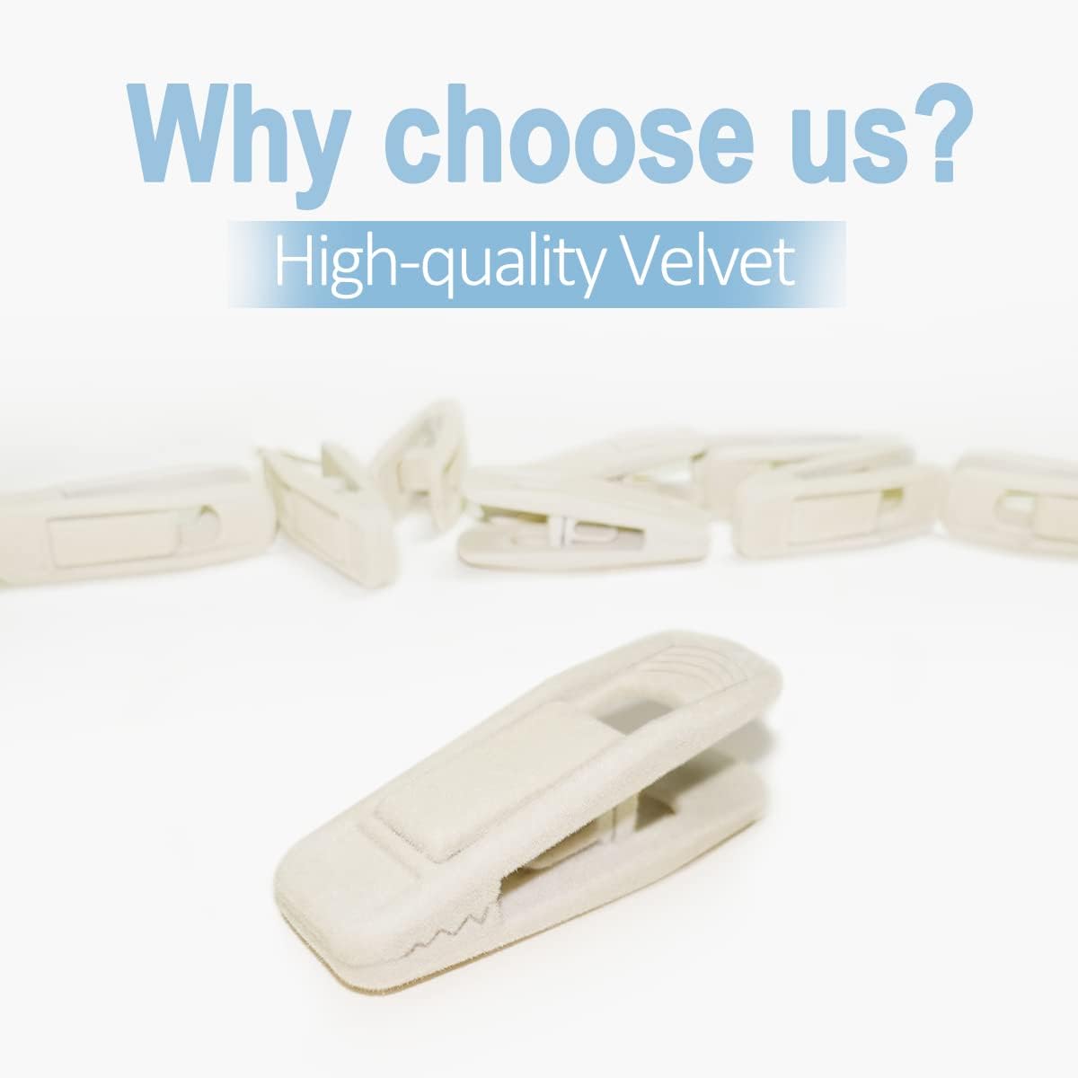 Velvet Hanger Clips for Velvet Hangers - 20 PCS Beige Non-Slip Velvet Clip for Skirt Hanger, Strong Flocking Clips Fit for Ivory Velvet Hangers - Image 6