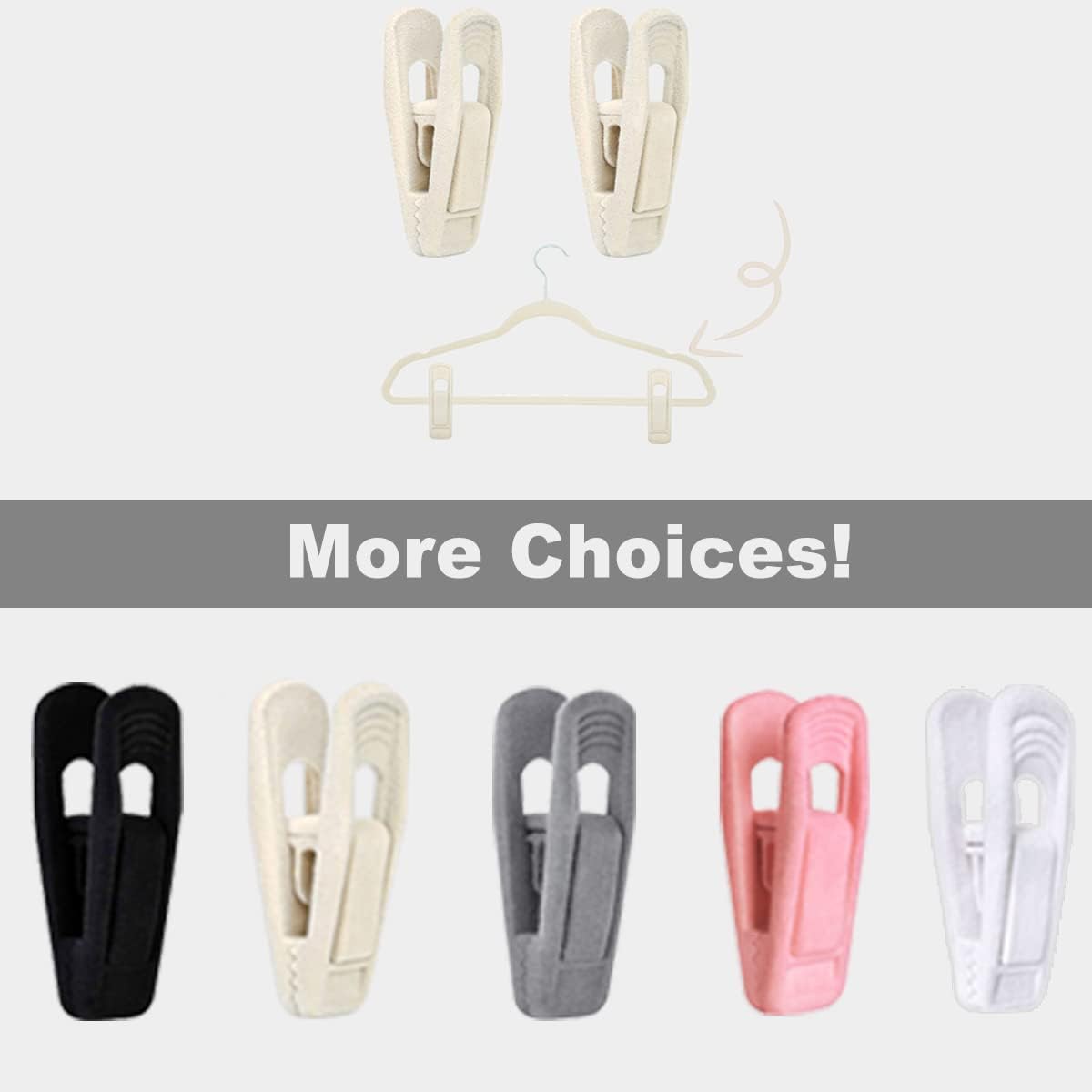 Velvet Hanger Clips for Velvet Hangers - 20 PCS Beige Non-Slip Velvet Clip for Skirt Hanger, Strong Flocking Clips Fit for Ivory Velvet Hangers - Image 7