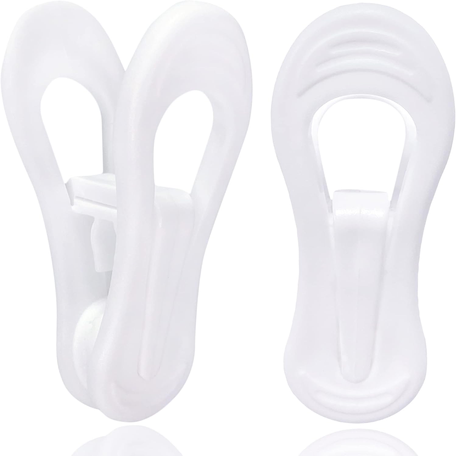 White Hanger Clips 50 Pack, Multi-Purpose Plastic Hangers Clips Perfect for Plastic Clothes Hangers, Clothes Pins Finger Clip for Skirt Pants Hangers - Image 1