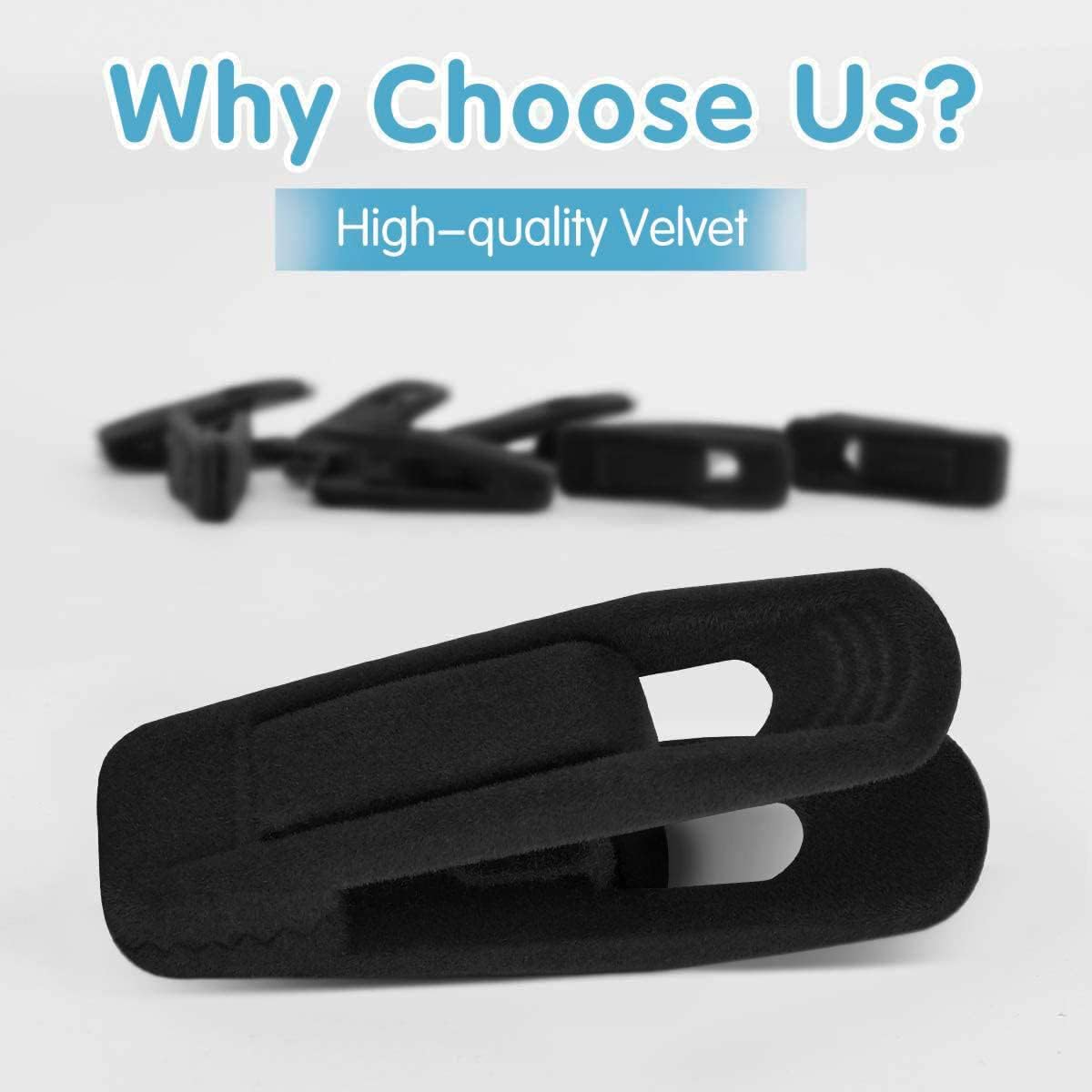 Black Velvet Hanger Clips (60-Pack), Strong Finger Clips for Velvet Hangers, Skirt Hanger Clips Fit for Flocking Hangers - Image 3