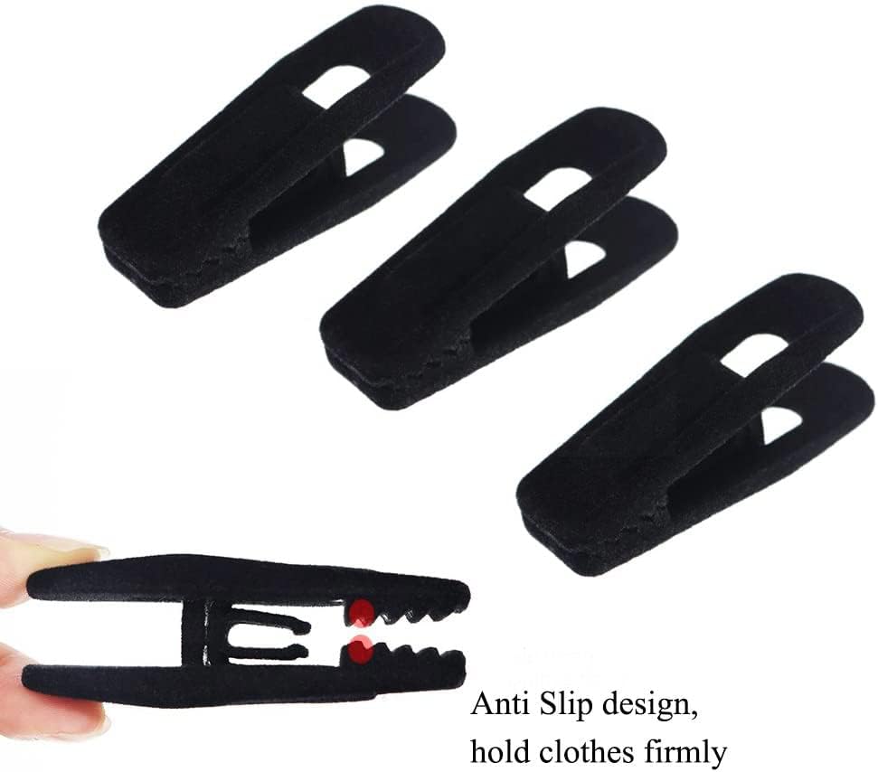 Black Velvet Hanger Clips (60-Pack), Strong Finger Clips for Velvet Hangers, Skirt Hanger Clips Fit for Flocking Hangers - Image 6