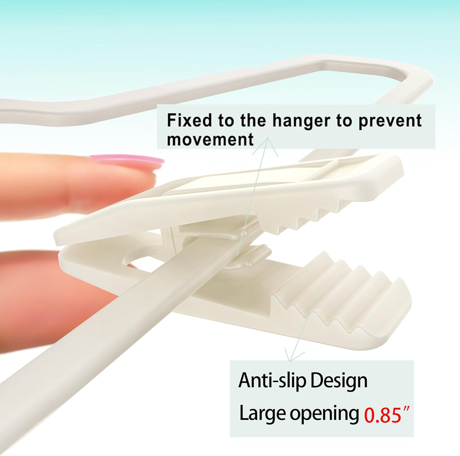 Hanger Clips for Velvet Hangers (Beige, 40 PCS), Non-Slip Plastic Clips Pant Skirt Hanger Clips for Flocking Hangers - Image 4