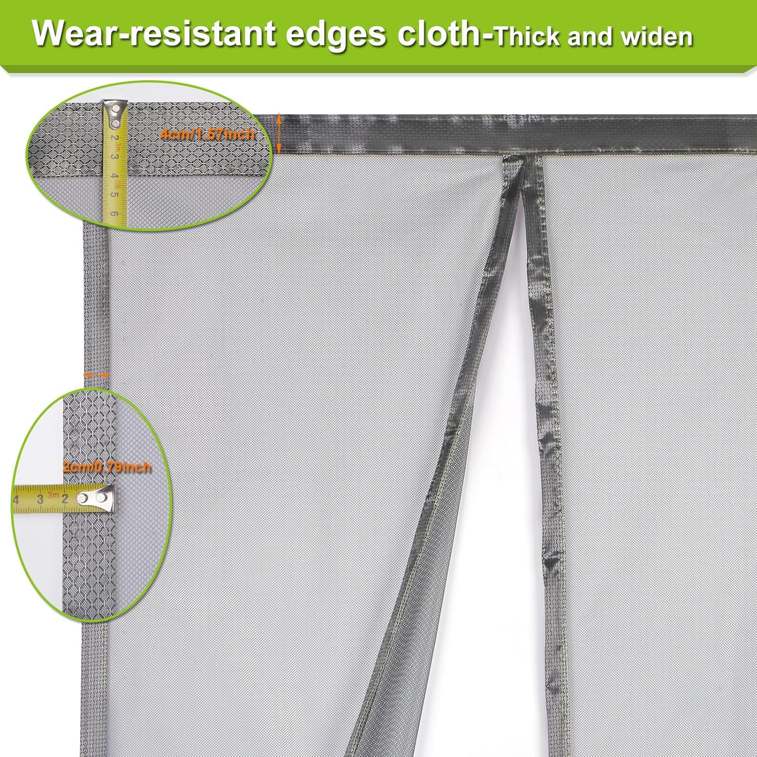 Magnetic Screen Door Self Closing, 78 x 84 inch, Grey Upgraded Polyester Thicken Mesh Mosquito Net for Patio Door, with Magnets, Keep Bugs Out, with Hook Tape - Image 8