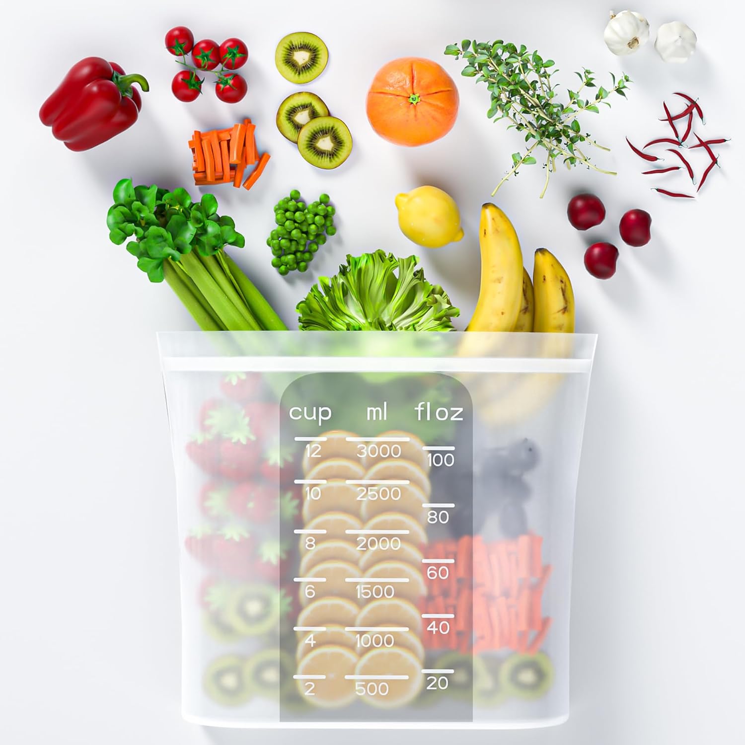 Bangp Premium Silicone Reusable Food Storage Bags,4 Pack,Stand-Up Bottom,Multi-Use Food Freezer Bag,Reclosable Silicone Bags for Marinate Meats,Salad Fruit,Home Organization,Leak-free,Dishwasher Safe - Image 8
