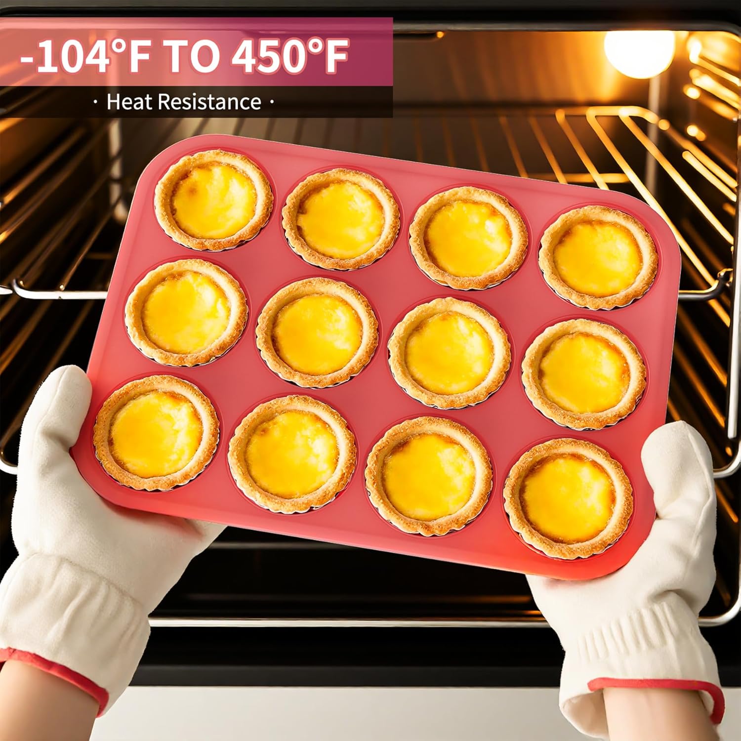 Bangp 2Pack Silicone Muffin Pans for Baking with Metal Reinforced Frame,12 Cup Regular Size Cupcake Pans,Premium Nonstick Food Grade Silicone Muffin Tray for Muffin,Cakes,Tart,Egg Bites - Image 7