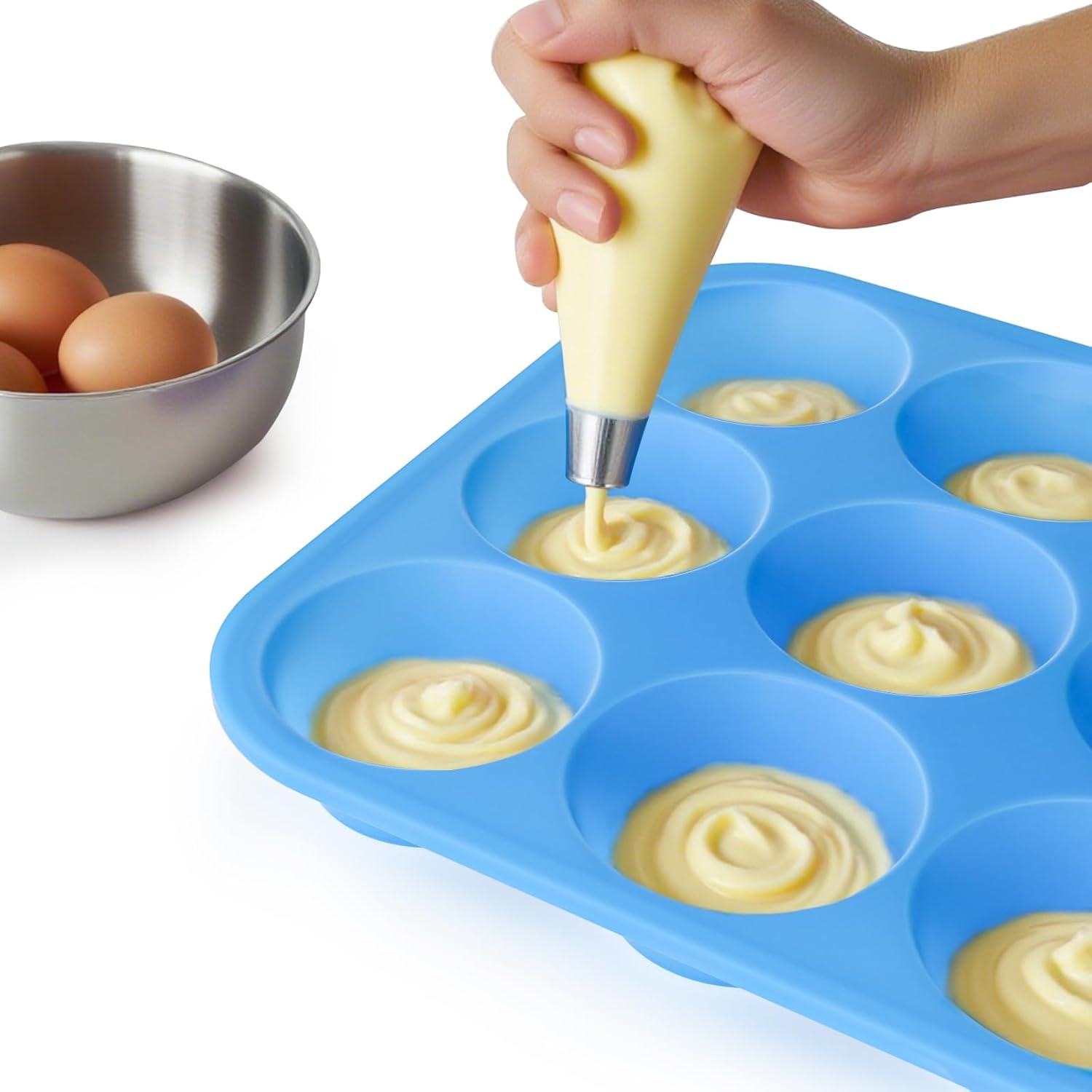 Bangp 2Pack Silicone Muffin Pans for Baking with Metal Reinforced Frame,12 Cup Regular Size Cupcake Pans,Premium Nonstick Food Grade Silicone Muffin Tray for Muffin,Cakes,Tart,Egg Bites - Image 8