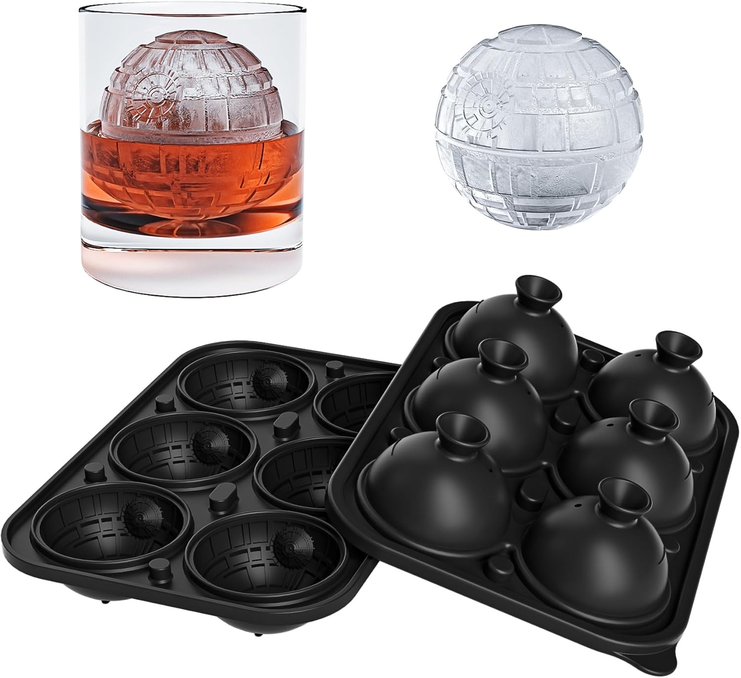 Bangp Large Ice Cube Tray for Whiskey,Sphere Ice Cube Molds, Silicone Ice Ball Maker Mold,Fun Shapes Ice Cube Mold for Cocktails, Bourbon,Brandy - Image 1