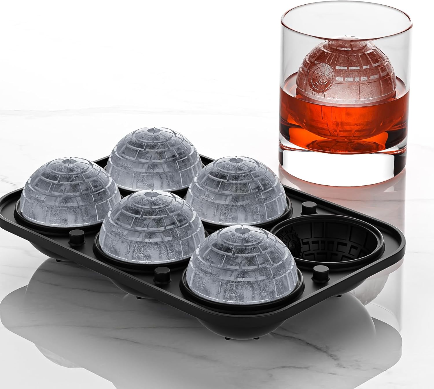 Bangp Large Ice Cube Tray for Whiskey,Sphere Ice Cube Molds, Silicone Ice Ball Maker Mold,Fun Shapes Ice Cube Mold for Cocktails, Bourbon,Brandy - Image 3