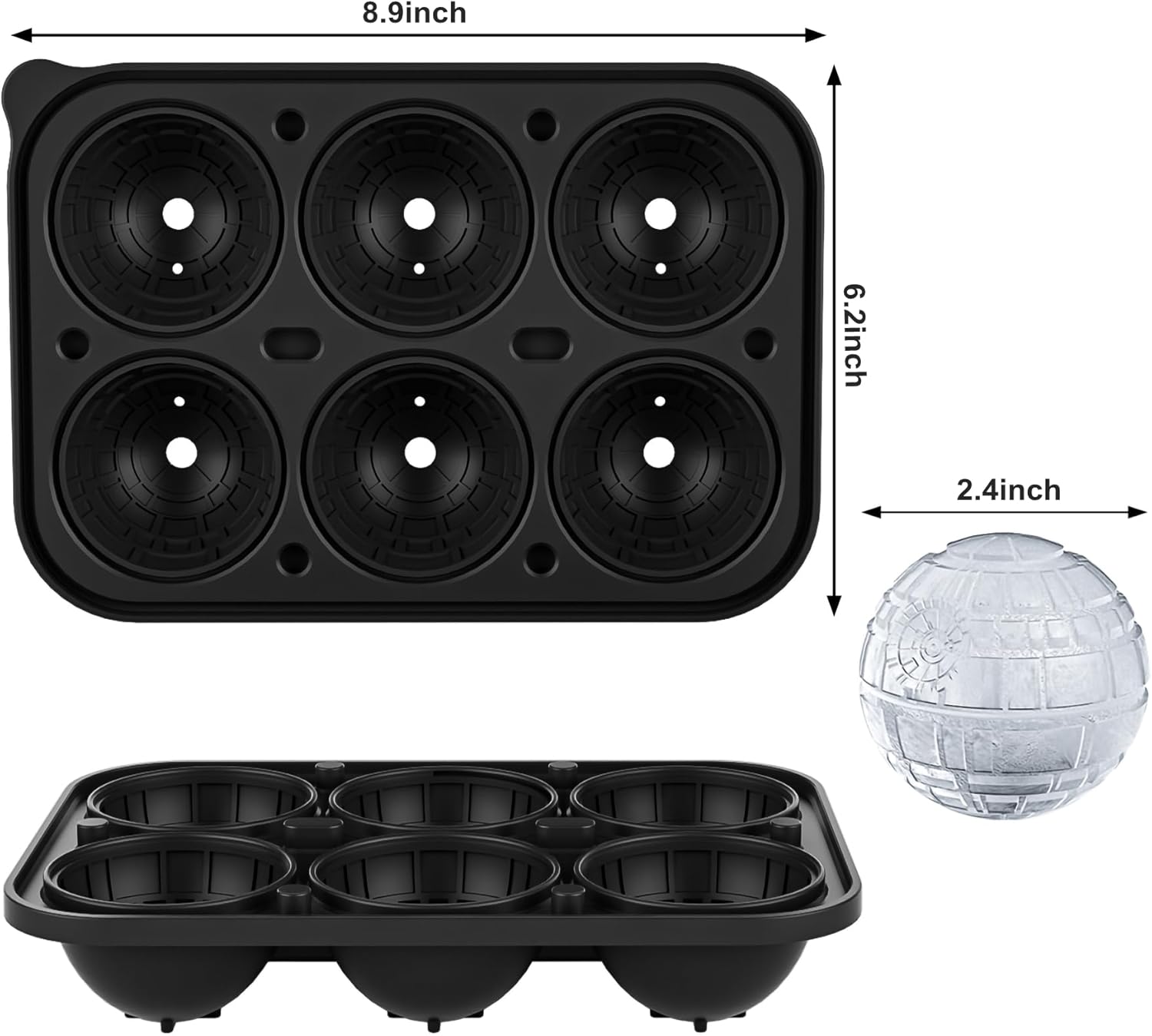 Bangp Large Ice Cube Tray for Whiskey,Sphere Ice Cube Molds, Silicone Ice Ball Maker Mold,Fun Shapes Ice Cube Mold for Cocktails, Bourbon,Brandy - Image 4