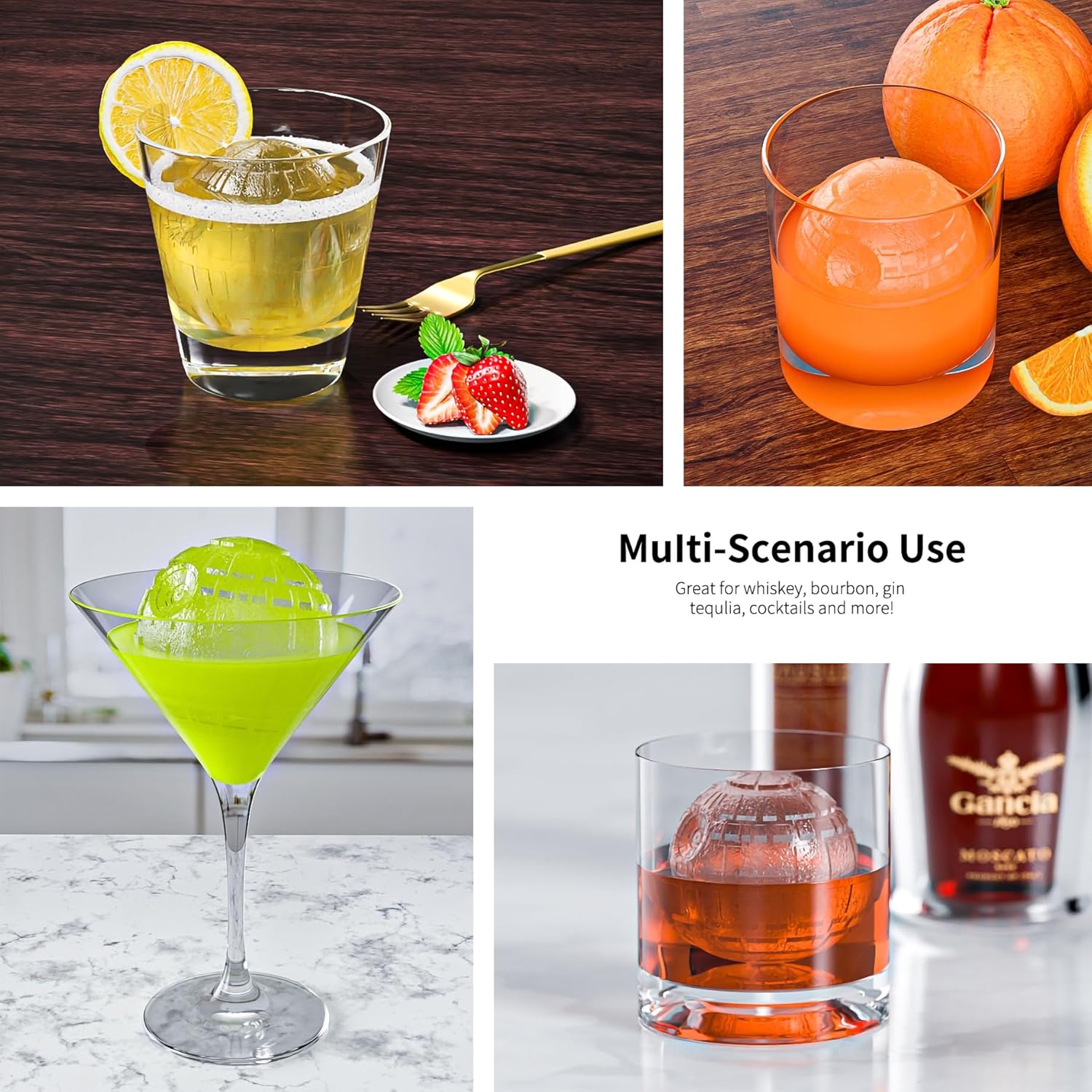 Bangp Large Ice Cube Tray for Whiskey,Sphere Ice Cube Molds, Silicone Ice Ball Maker Mold,Fun Shapes Ice Cube Mold for Cocktails, Bourbon,Brandy - Image 6