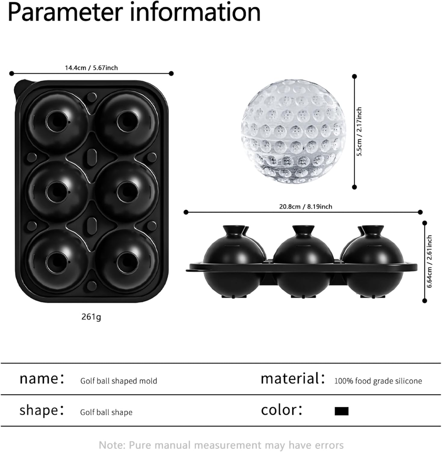 Bangp Golf Ball Ice Cube Molds,Novelty Golf Gifts Ball Ice Maker Mold,2.2