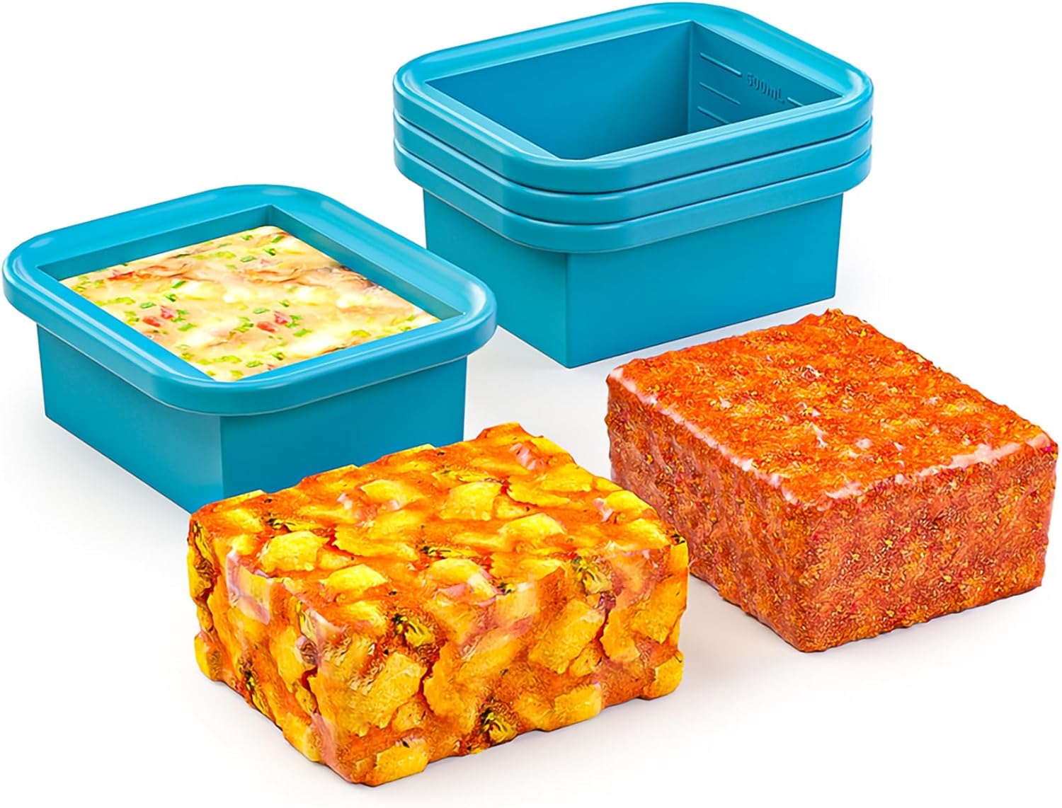 Bangp 2 Cup Silicone Freezer Trays with Lid,2 Pack,Thermally Insulated Containers for Food,Reusable,Soup Freezer Molds,Freeze and Store Soup, Broth, Sauce, Leftovers - Image 2