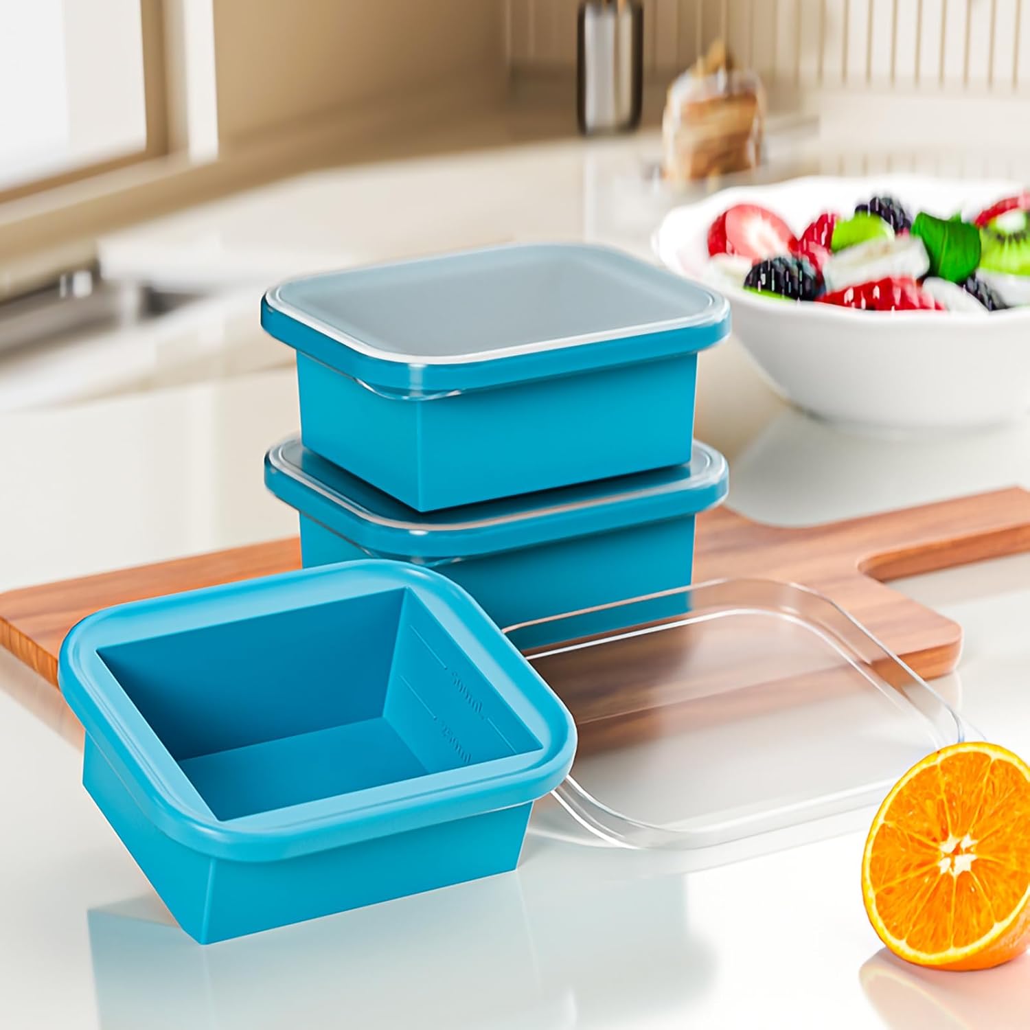 Bangp 2 Cup Silicone Freezer Trays with Lid,2 Pack,Thermally Insulated Containers for Food,Reusable,Soup Freezer Molds,Freeze and Store Soup, Broth, Sauce, Leftovers - Image 3