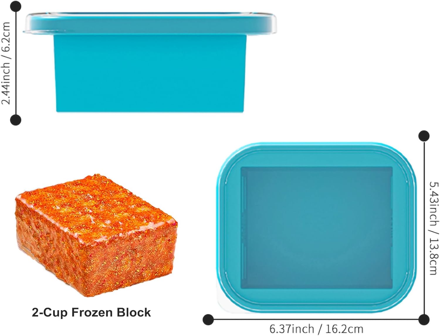 Bangp 2 Cup Silicone Freezer Trays with Lid,2 Pack,Thermally Insulated Containers for Food,Reusable,Soup Freezer Molds,Freeze and Store Soup, Broth, Sauce, Leftovers - Image 4