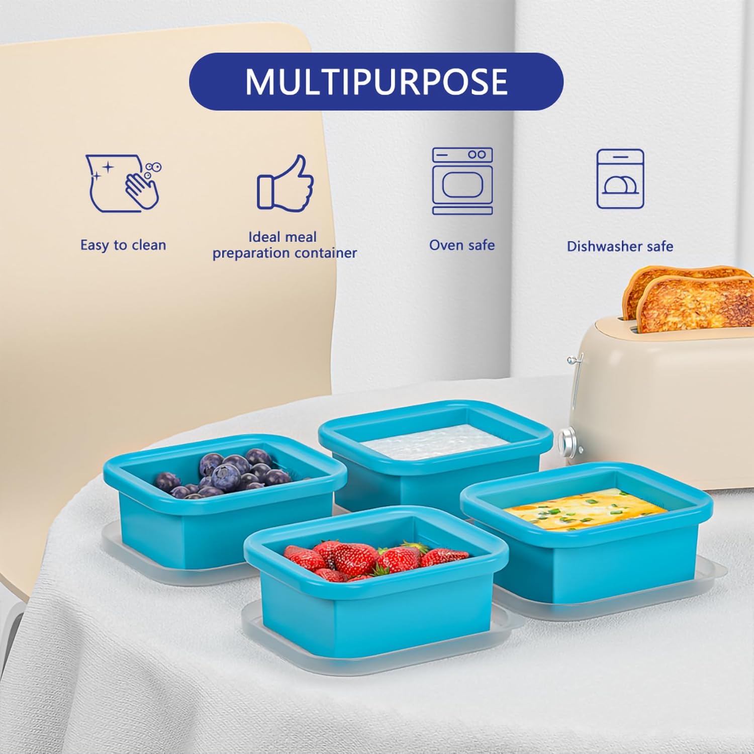 Bangp 2 Cup Silicone Freezer Trays with Lid,2 Pack,Thermally Insulated Containers for Food,Reusable,Soup Freezer Molds,Freeze and Store Soup, Broth, Sauce, Leftovers - Image 6