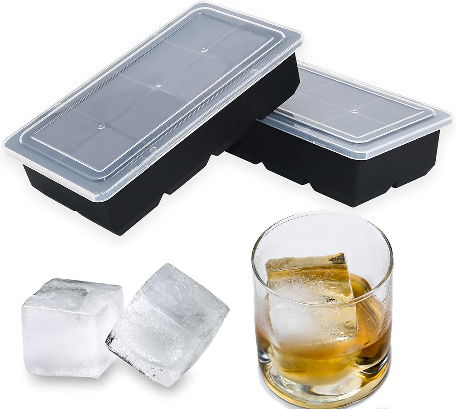 Bangp 2 PACK Large Ice Cube Trays and 4 PACK Baseball Ice Cube Molds,Create 16 2inch Square Ice Cubes and 4 2.5inch Baseball Shaped Ice Balls - Image 2