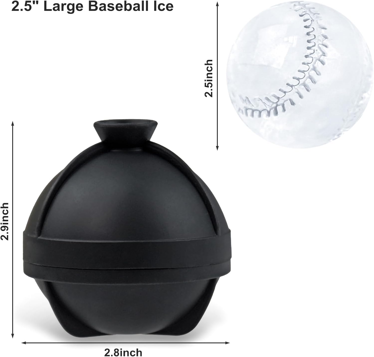 Bangp 2 PACK Large Ice Cube Trays and 4 PACK Baseball Ice Cube Molds,Create 16 2inch Square Ice Cubes and 4 2.5inch Baseball Shaped Ice Balls - Image 5