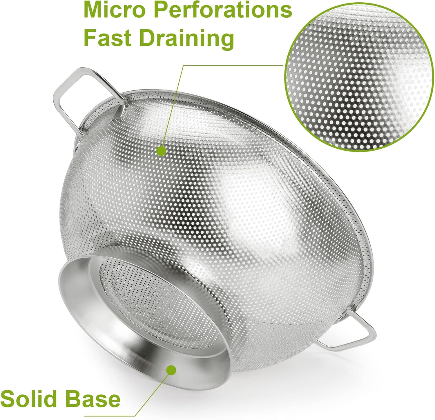 Colander Stainless Steel 3-Quart, Strainer for Kitchen Food, Dishwasher Safe - Image 3