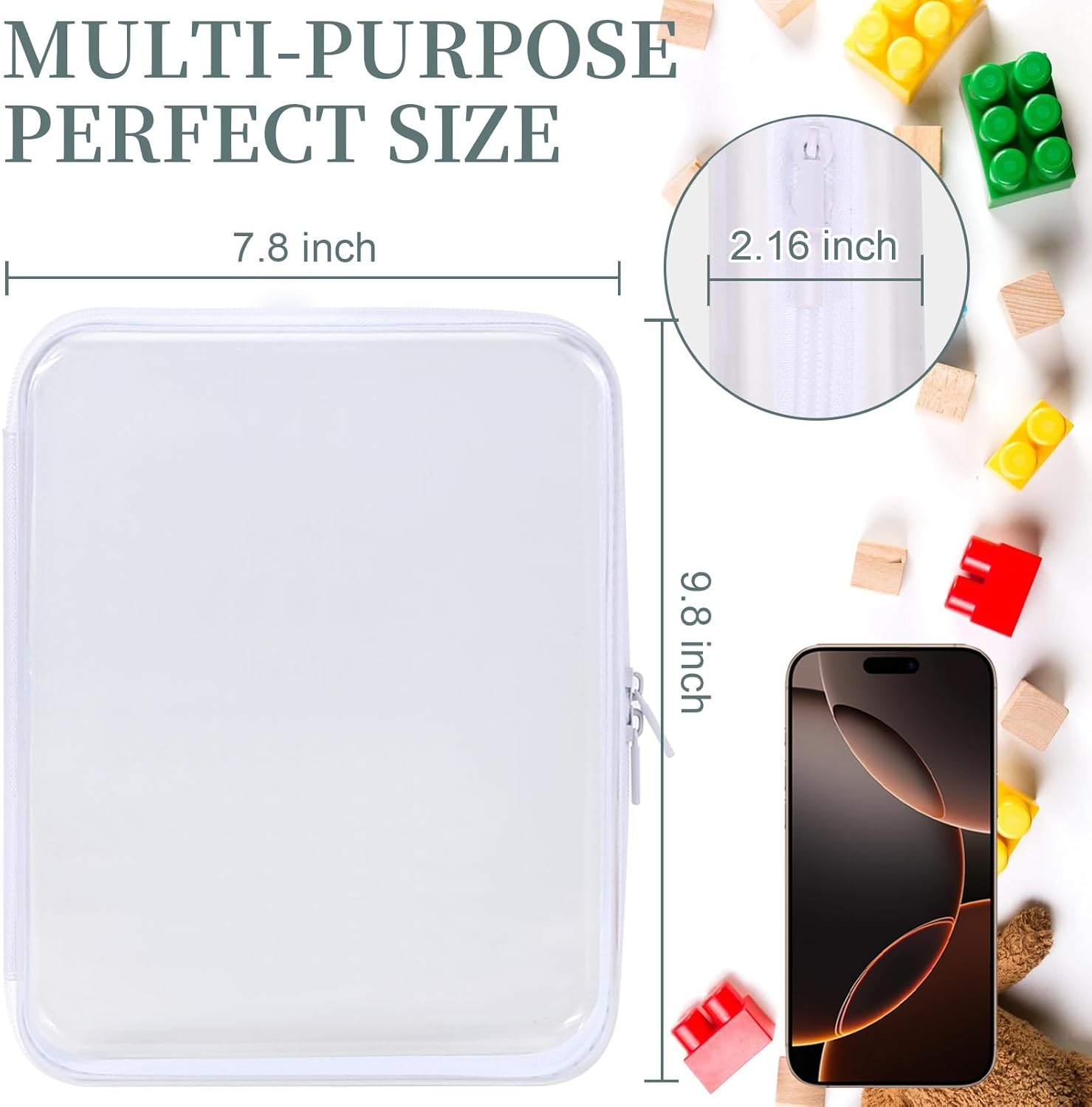 3 Pack Clear Hard Shell Zipper Case, Clear Zipper Pouches Waterproof Makeup Organizer & Travel Toiletry Bag, Diaper Bag Organizing Pouches, Plastic Pouch for Office Home Storage, Large Size - Image 3