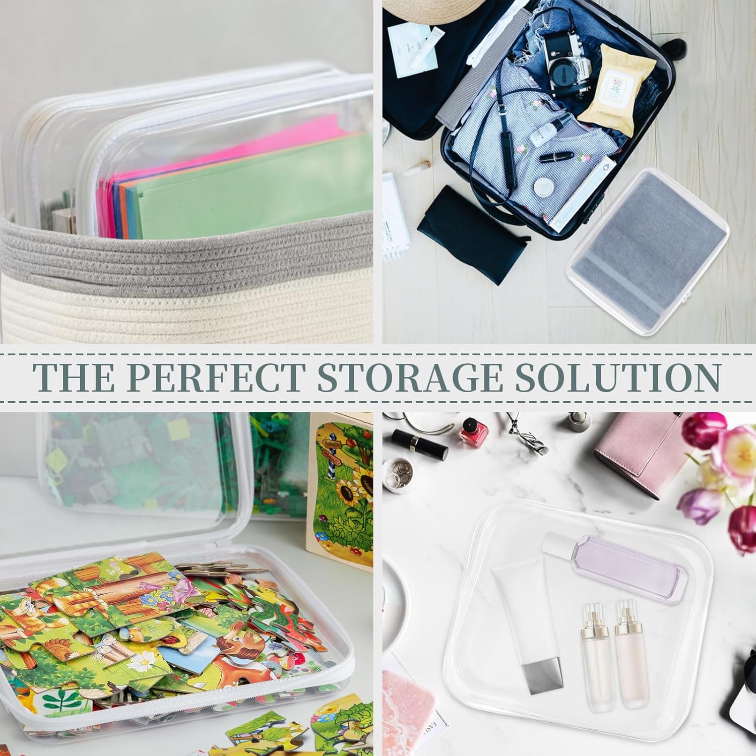 3 Pack Clear Hard Shell Zipper Case, Clear Zipper Pouches Waterproof Makeup Organizer & Travel Toiletry Bag, Diaper Bag Organizing Pouches, Plastic Pouch for Office Home Storage, Large Size - Image 4