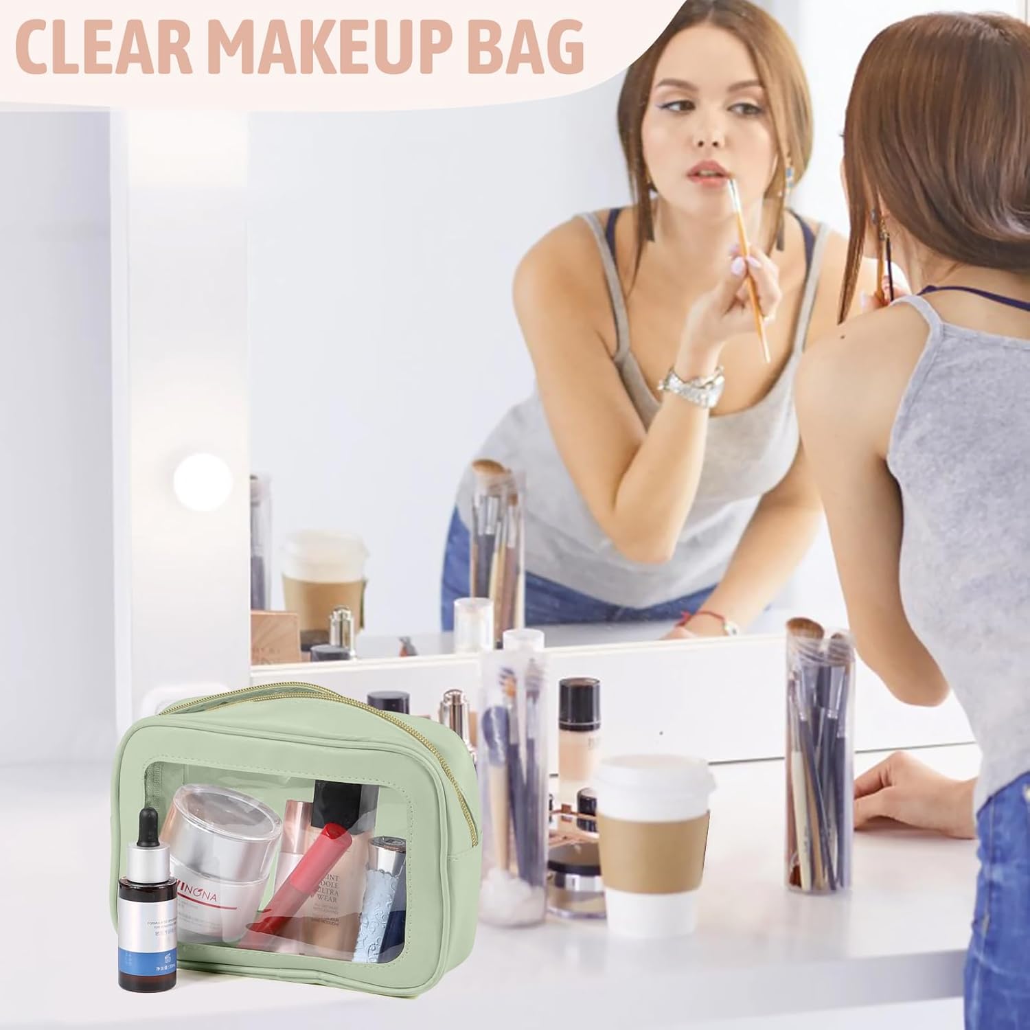 3PCS Clear Toiletry Bag,TSA Approved Travel Makeup Pouch with Zipper for Cosmetics and Toiletries，Diaper Bag Organizer Pouch Set，Women's Purse Organizer and Clear Car Bag - Image 5