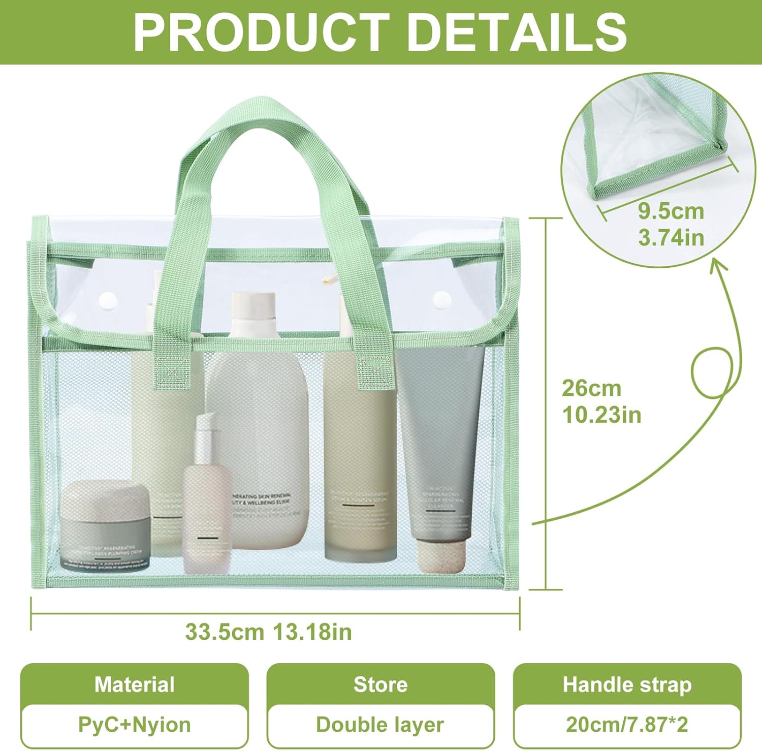 4 Pcs Clear Tote Bag, Large Makeup Bags, Clear PVC Cosmetic Bag Organizer, Multifunction Travel Toiletry Bag for Women, Transparent Beach Tote Bags, Transparent Organizer Storage Bags - Image 2